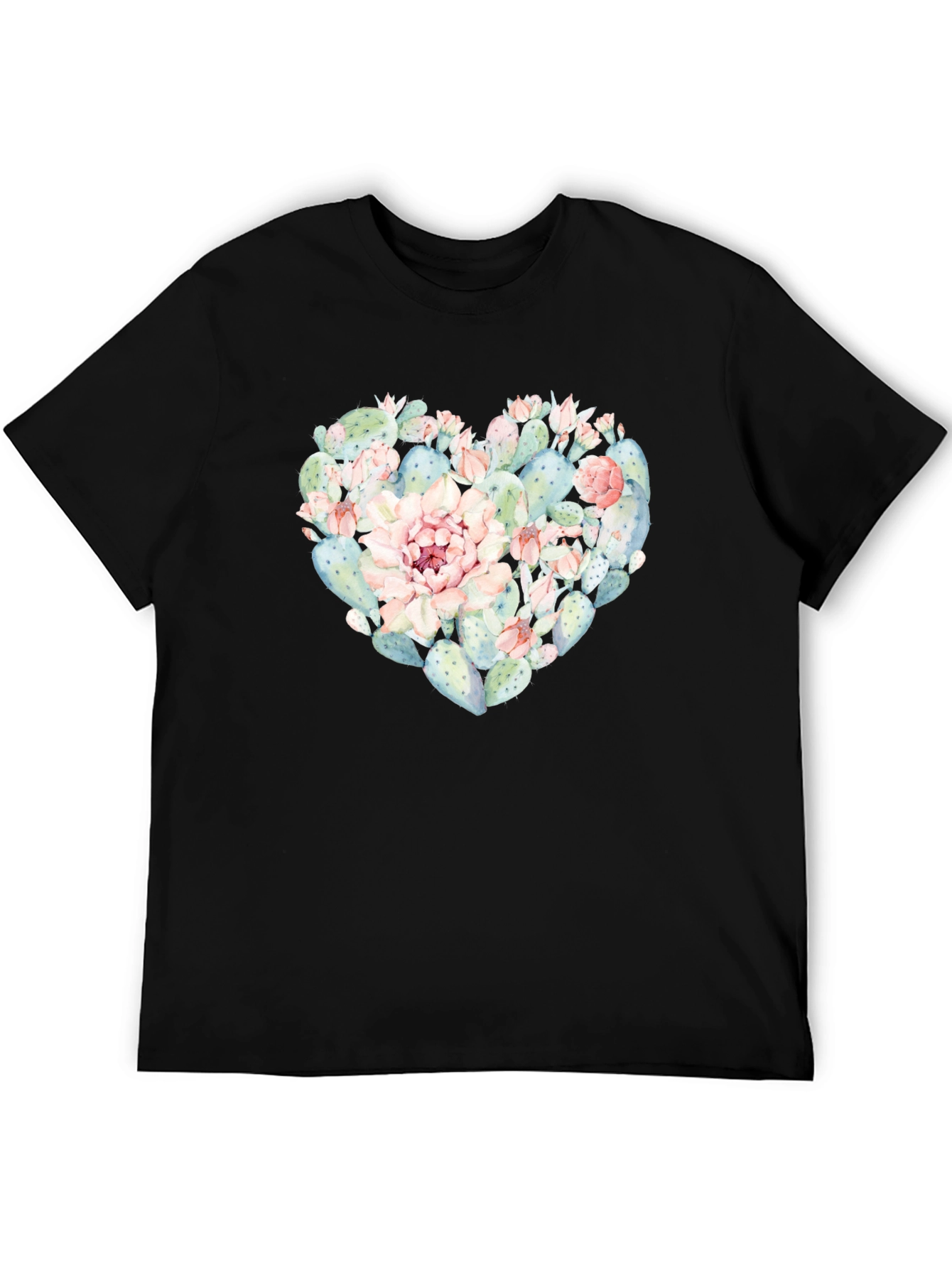 Cactus Heart T-Shirt - Black