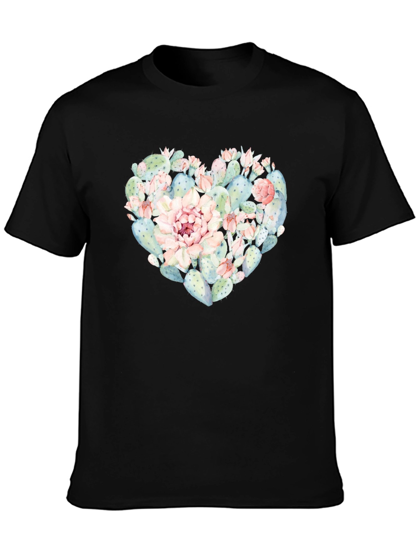 Cactus Heart T-Shirt - Black