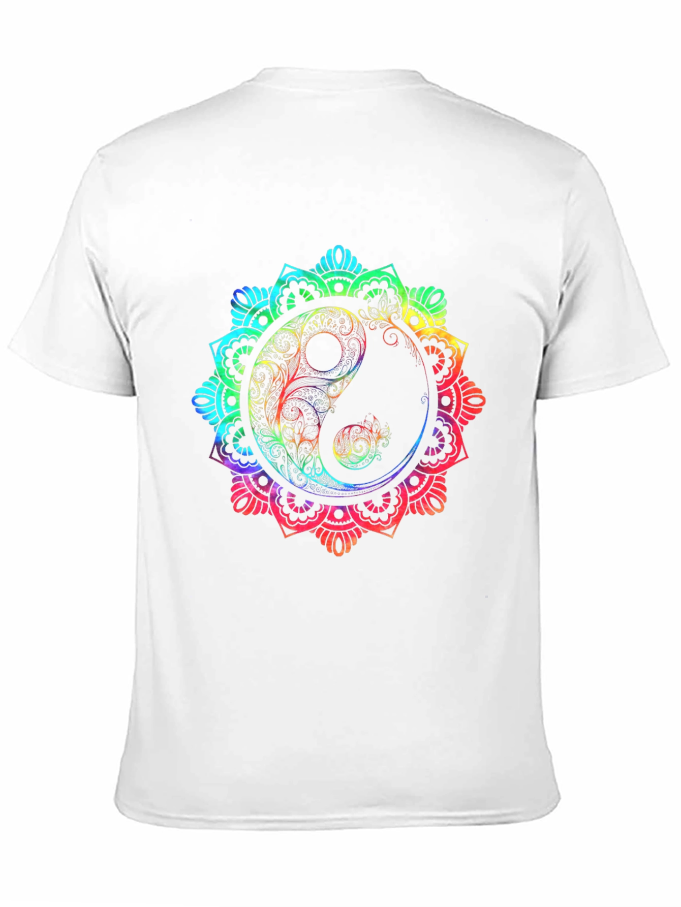 Rainbow Yin Yang Mandala Graphic T-Shirt