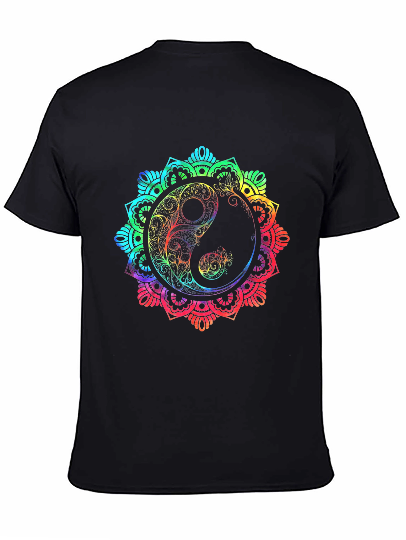 Rainbow Yin Yang Mandala Graphic T-Shirt