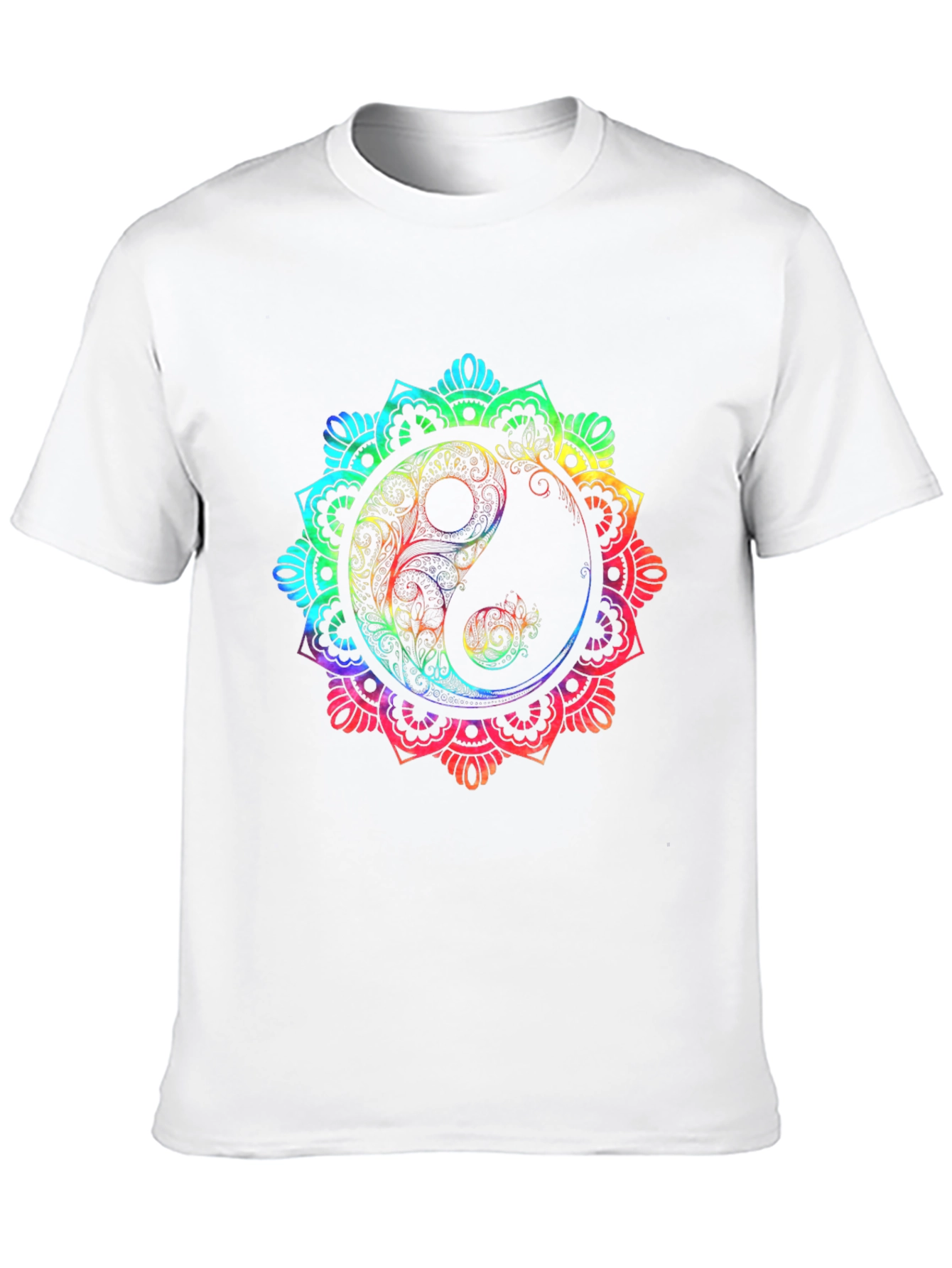 Rainbow Yin Yang Mandala Graphic T-Shirt