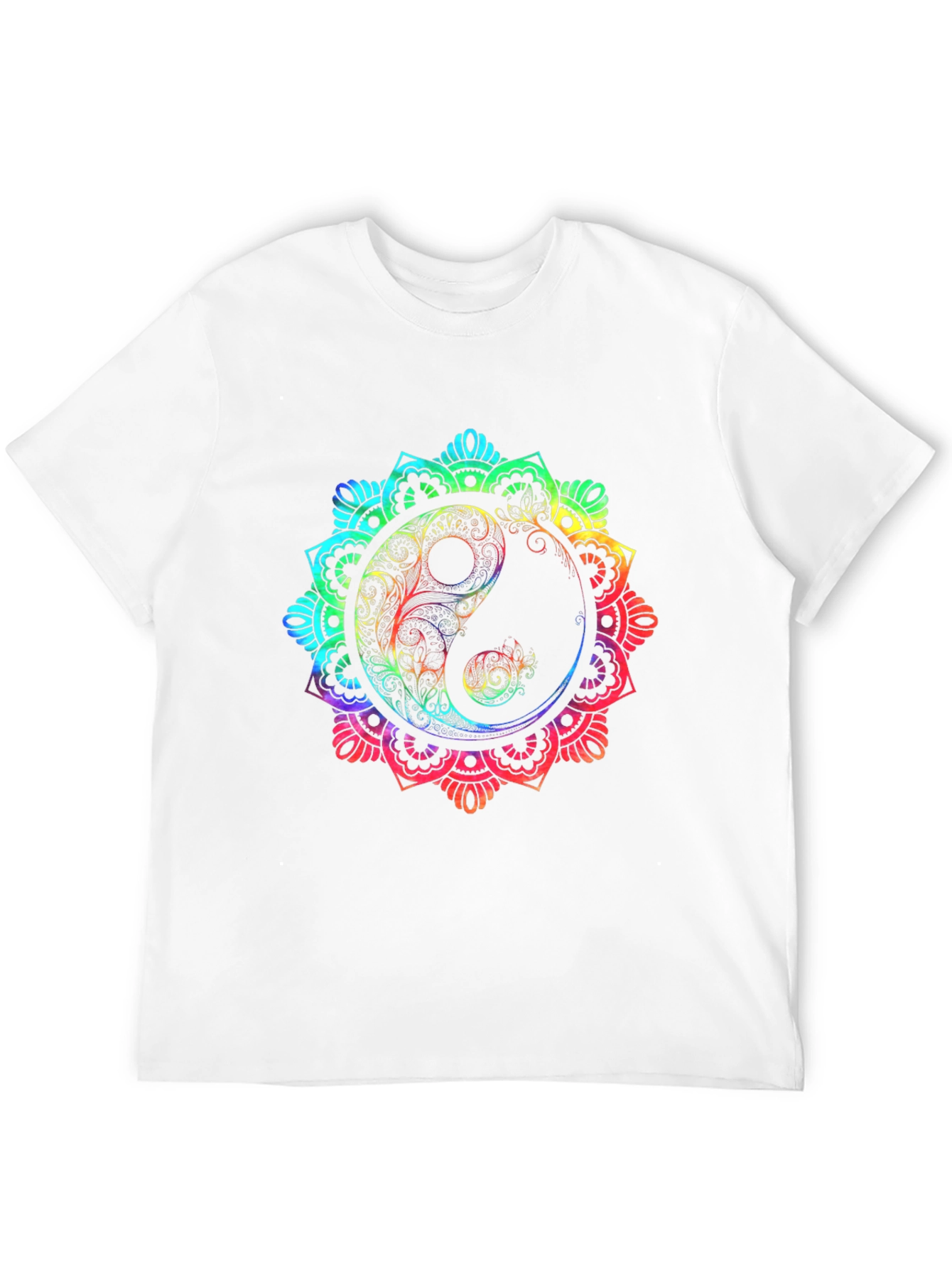 Rainbow Yin Yang Mandala Graphic T-Shirt