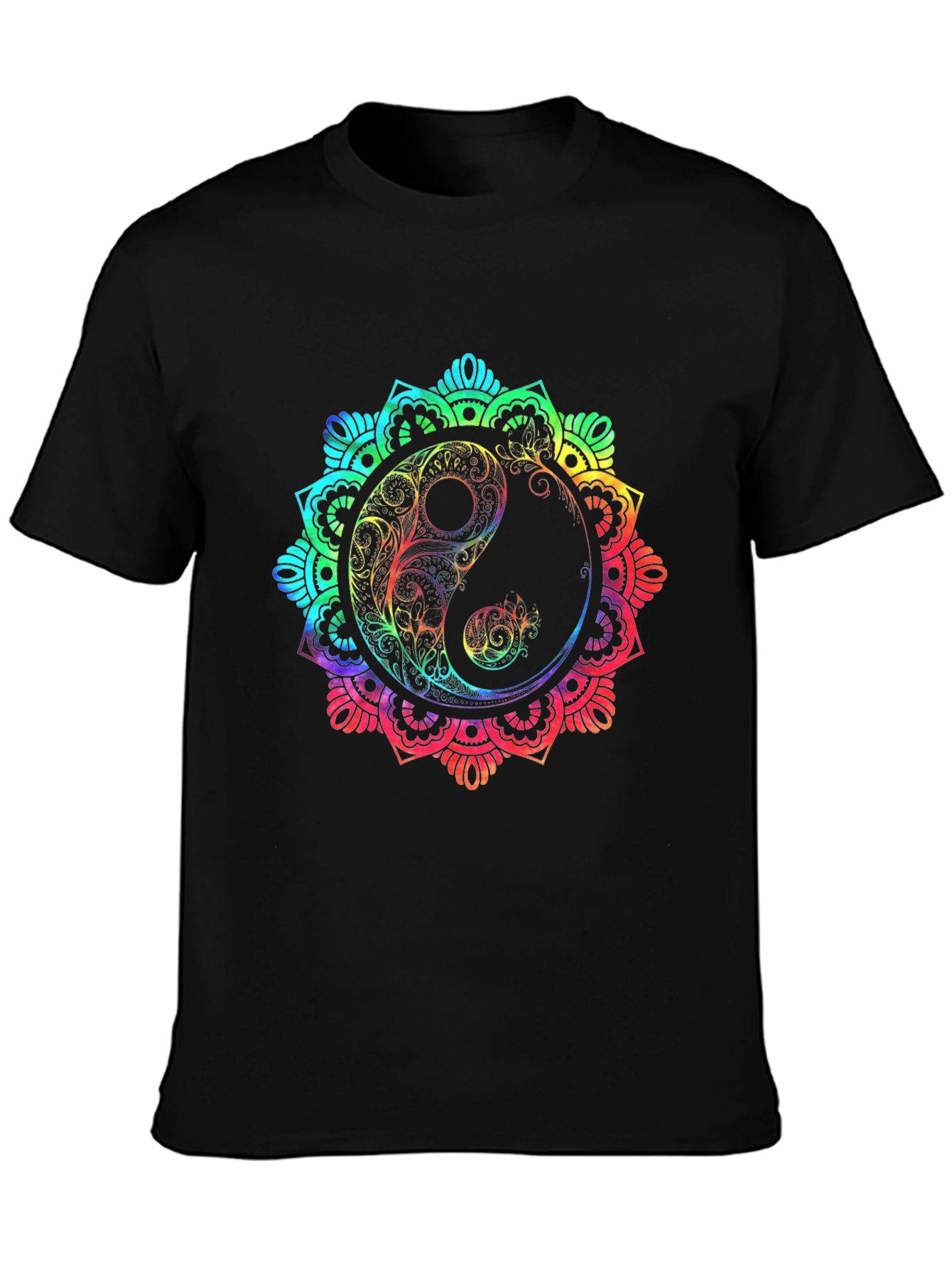 Rainbow Yin Yang Mandala Graphic T-Shirt