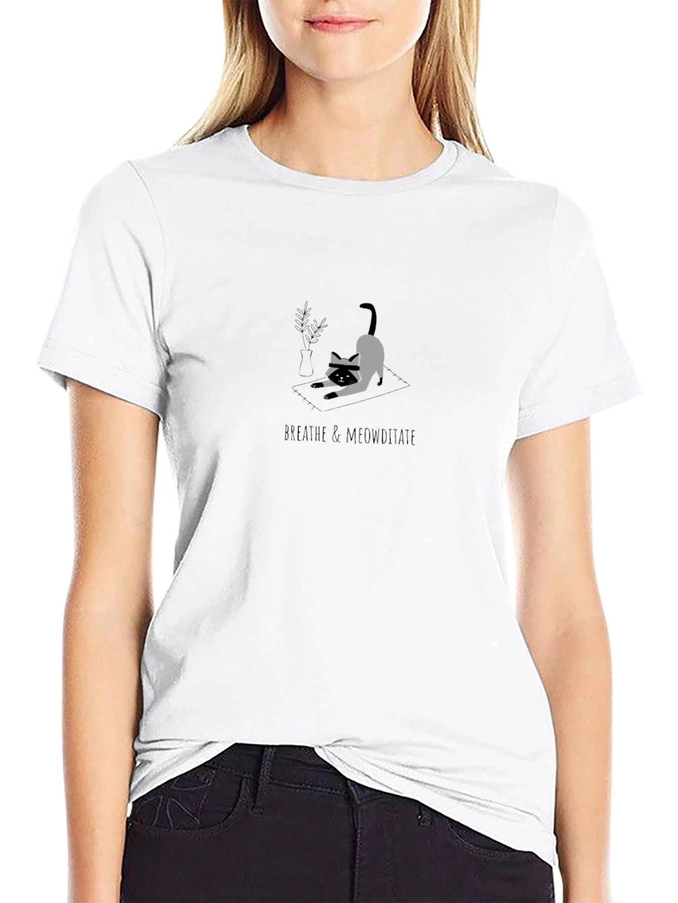 Breathe & Meowditate Black T-Shirt