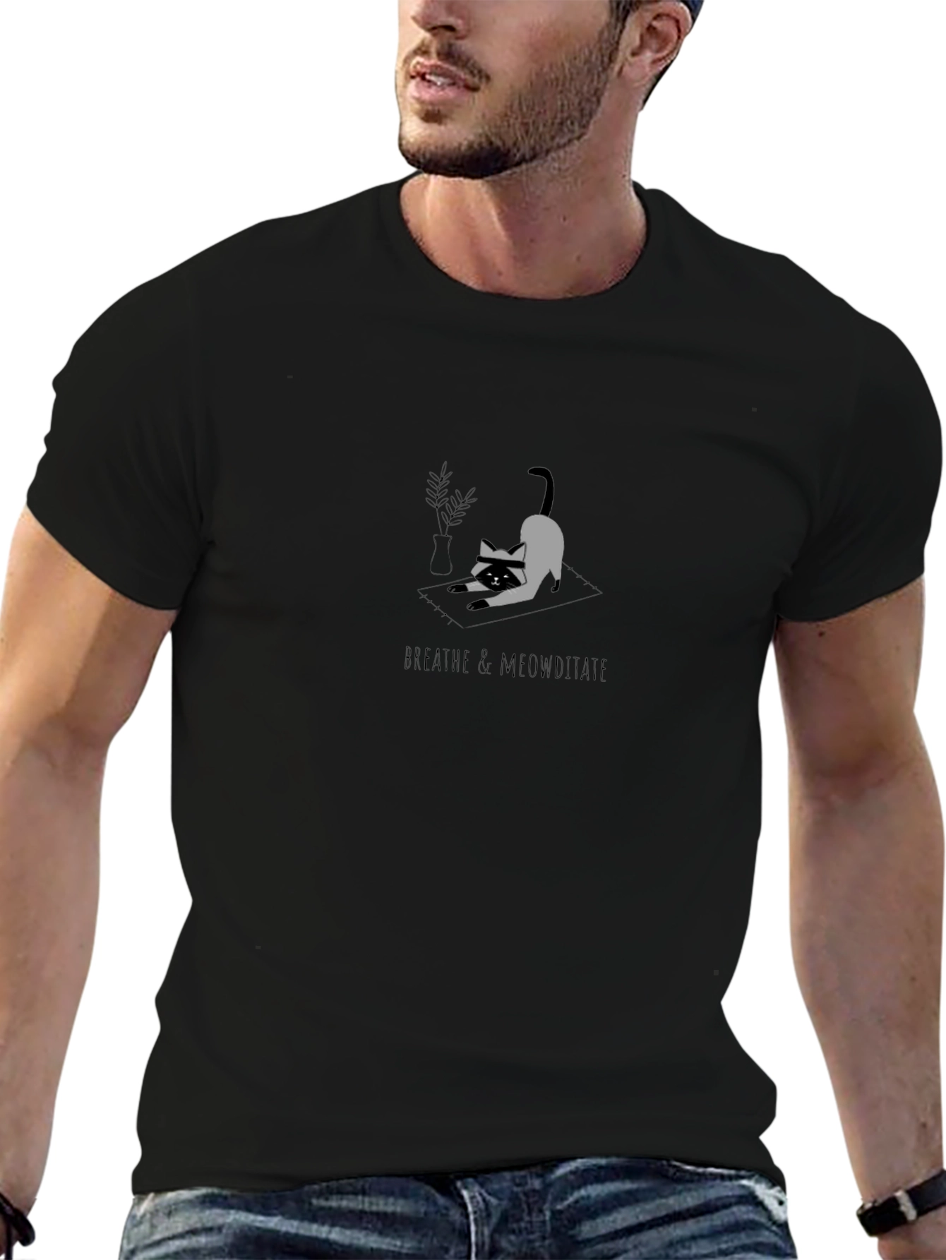 Breathe & Meowditate Black T-Shirt