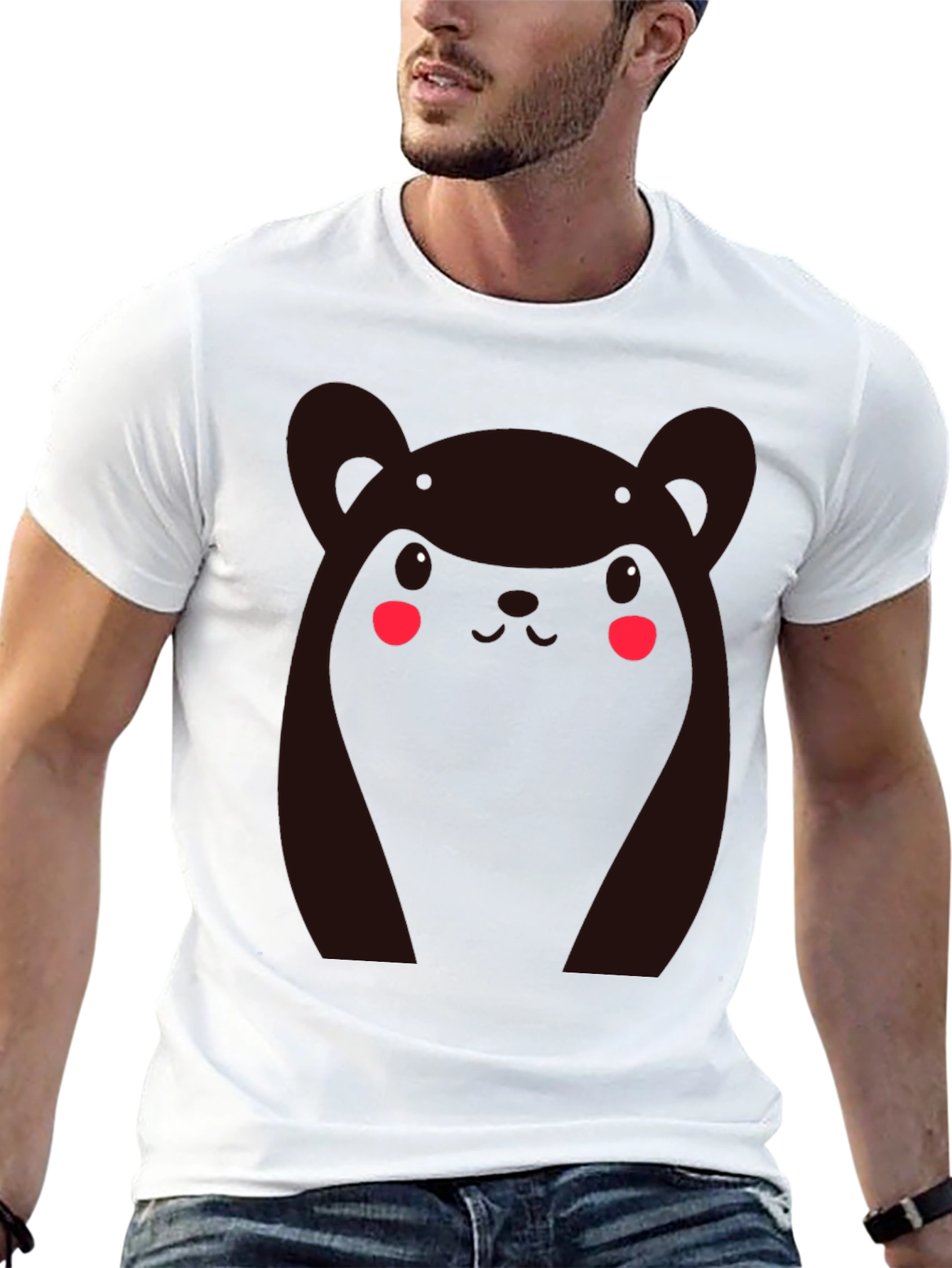 Kawaii Bear Graphic Tee - Black Cotton Comfort