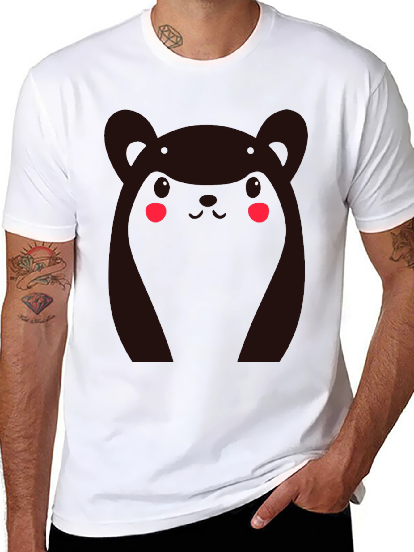 Kawaii Bear Graphic Tee - Black Cotton Comfort