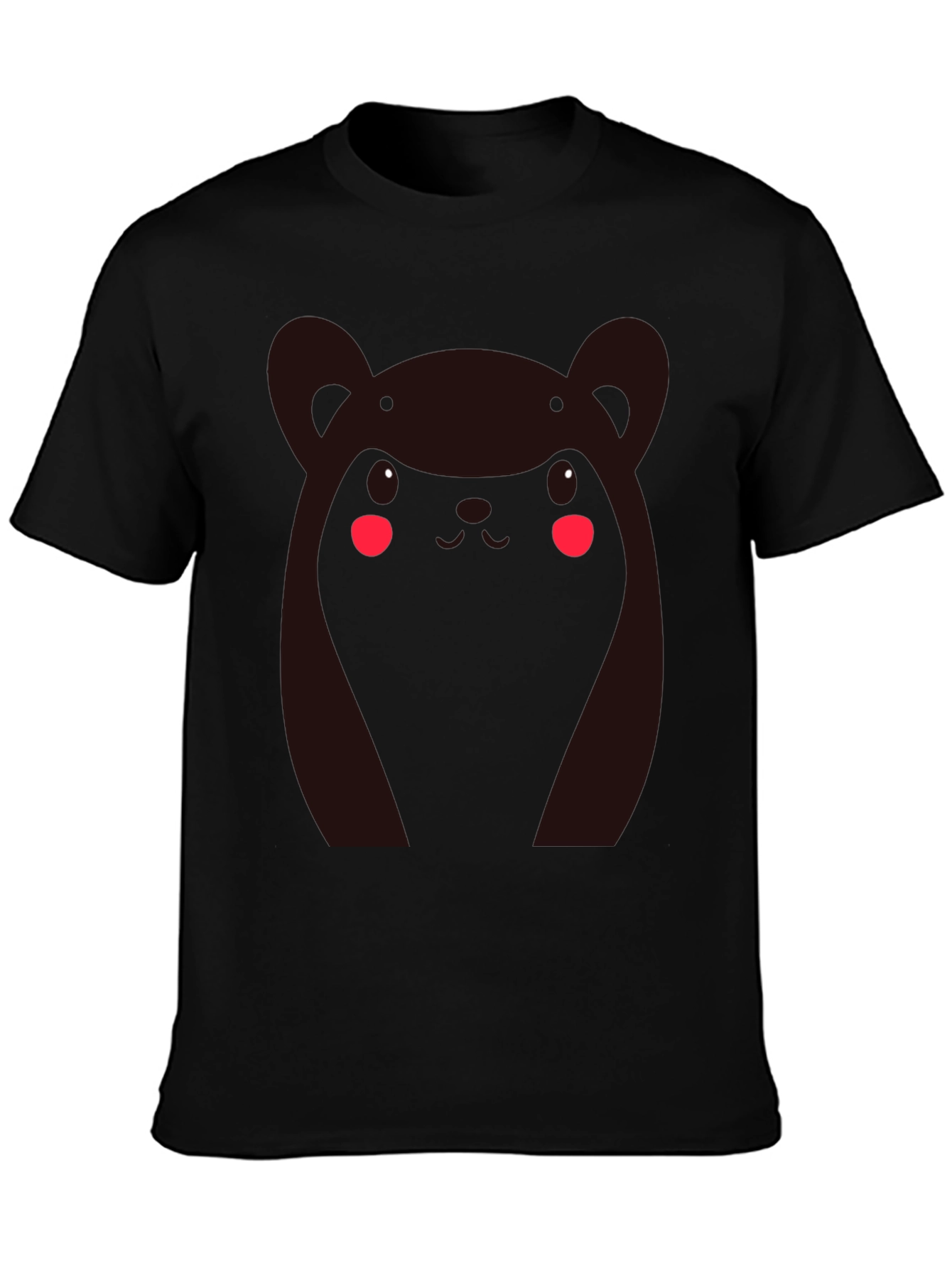 Kawaii Bear Graphic Tee - Black Cotton Comfort