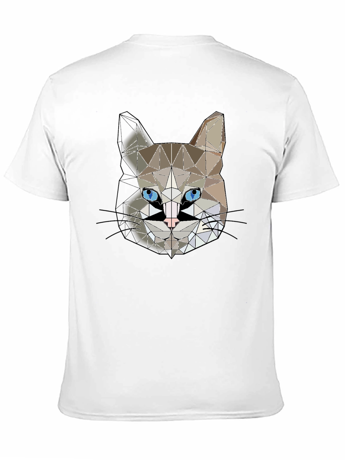 Geometric Cat Head Graphic Black T-Shirt