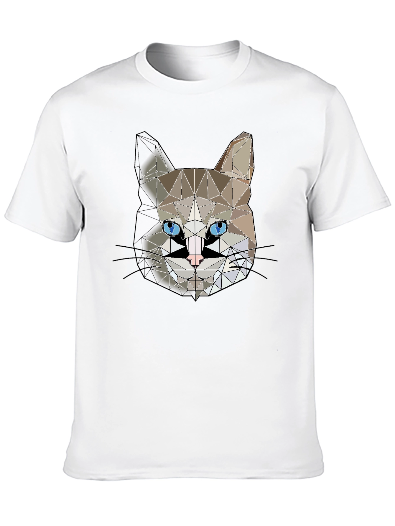 Geometric Cat Head Graphic Black T-Shirt
