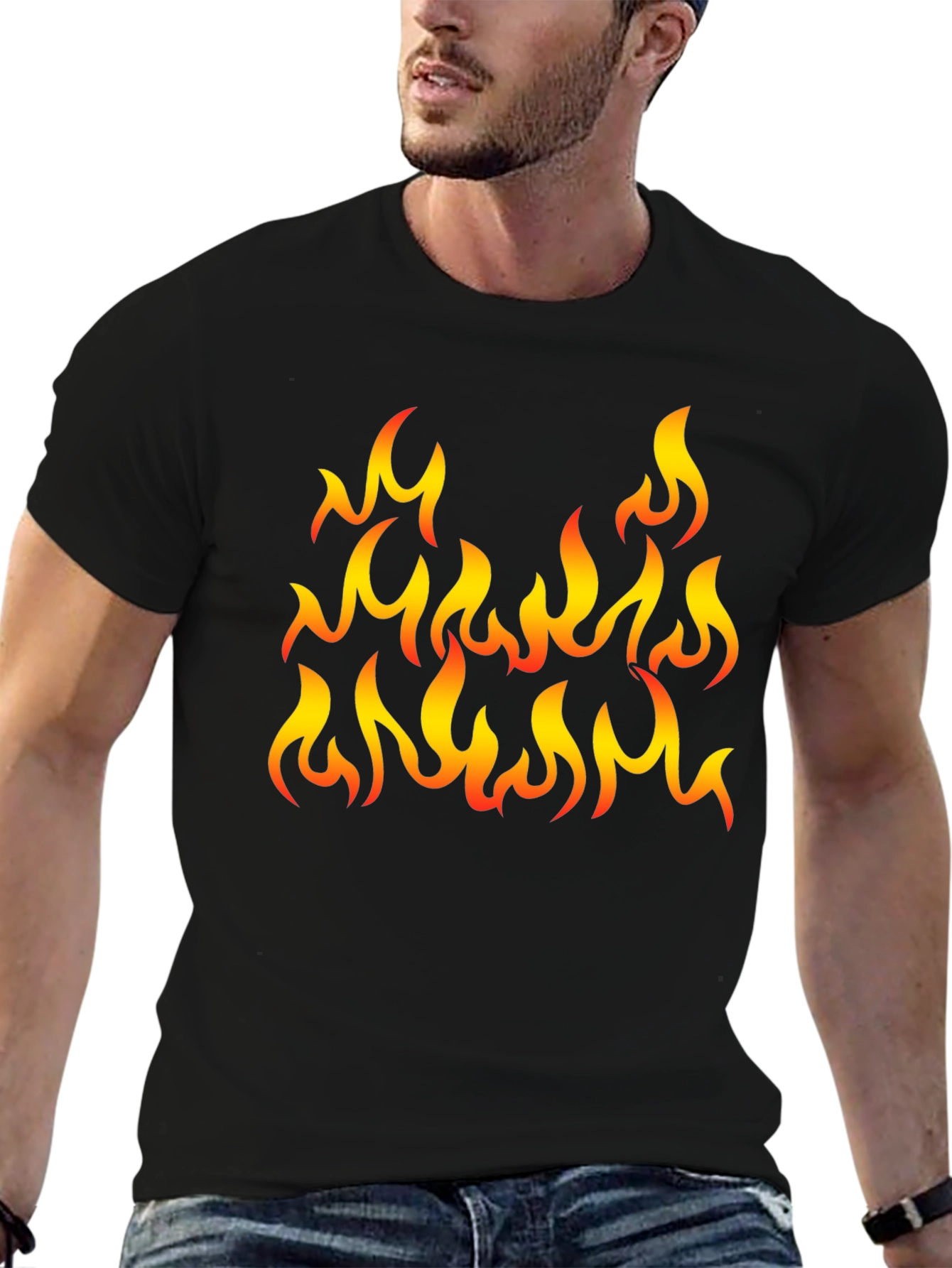 Fiery Flames Graphic T-Shirt - Black