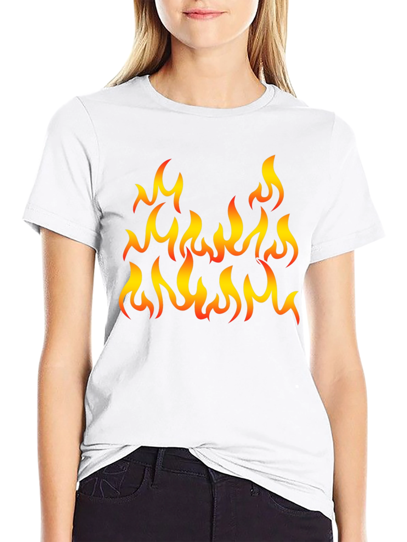 Fiery Flames Graphic T-Shirt - Black