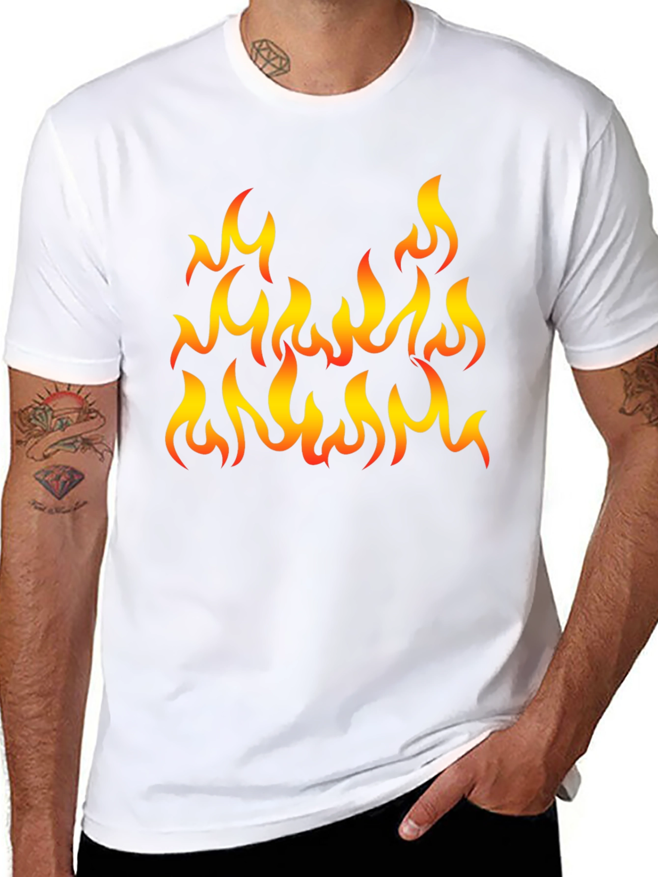 Fiery Flames Graphic T-Shirt - Black