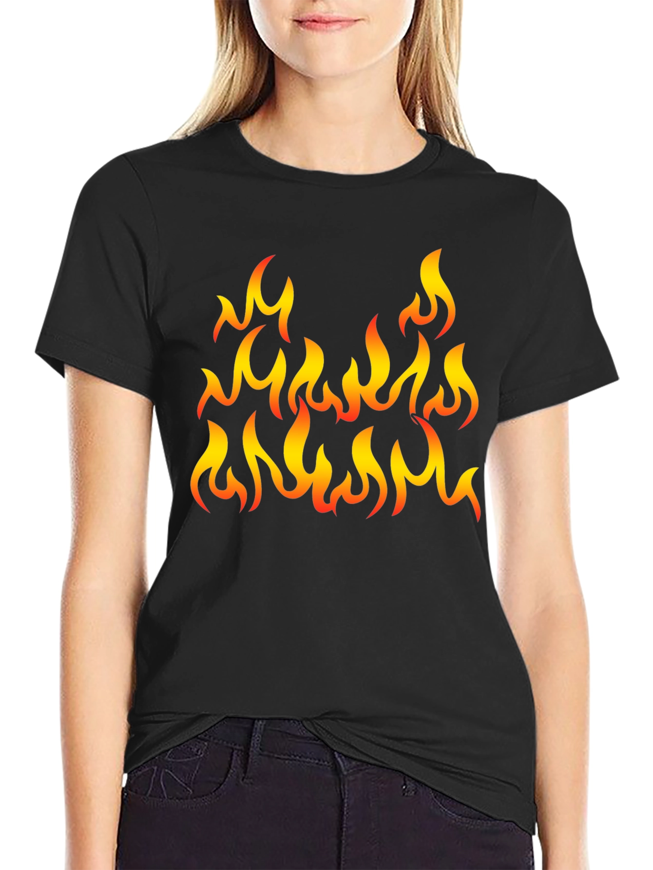 Fiery Flames Graphic T-Shirt - Black