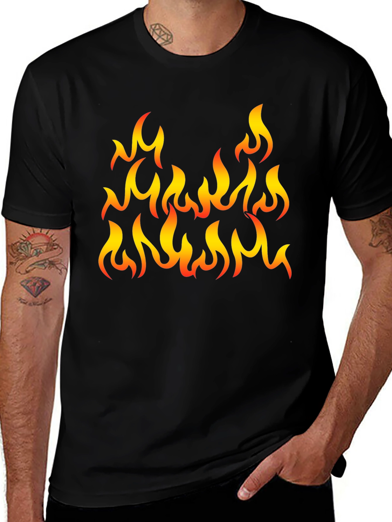 Fiery Flames Graphic T-Shirt - Black