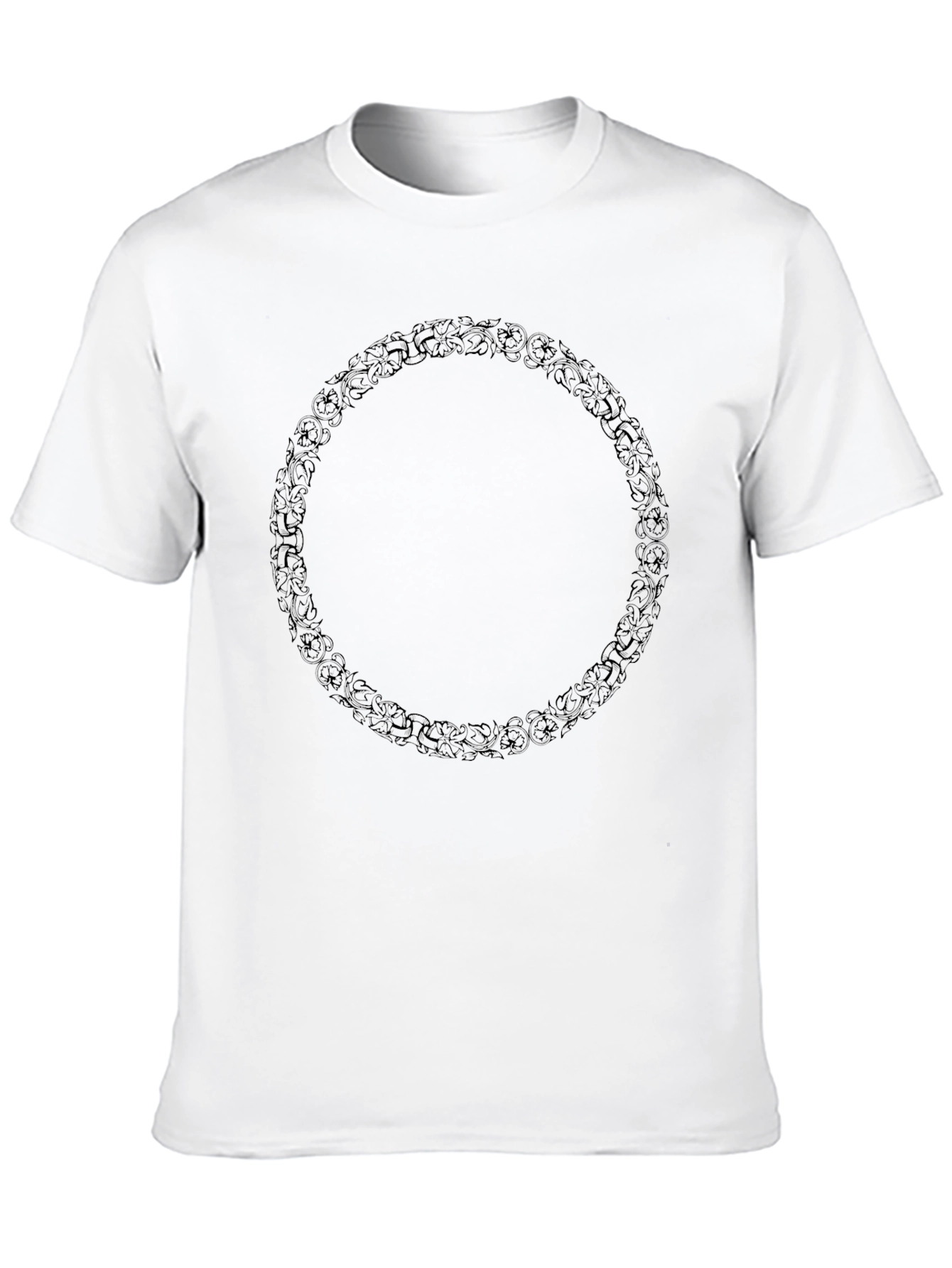 Mens Black Floral Wreath Graphic Tee