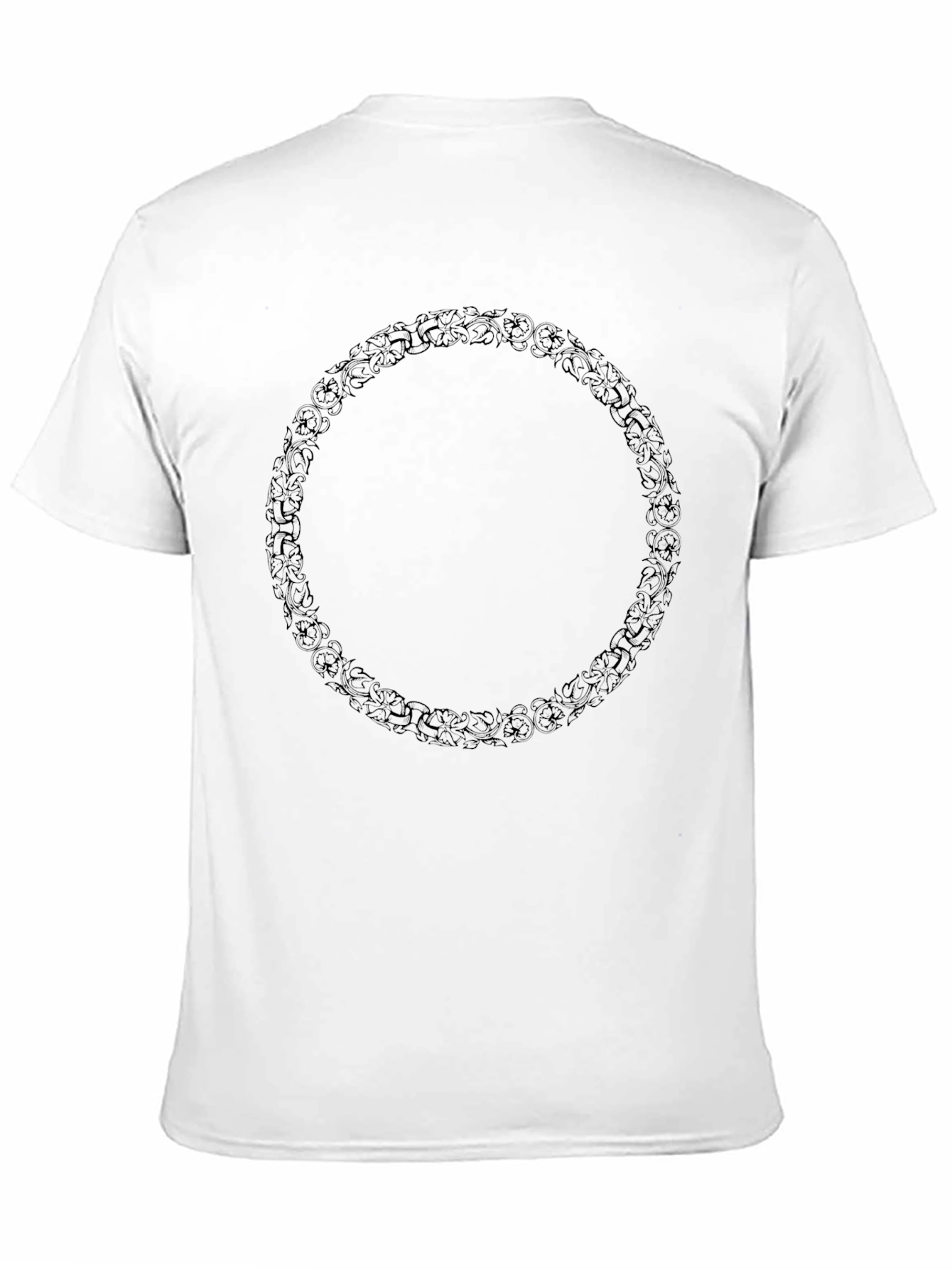Mens Black Floral Wreath Graphic Tee