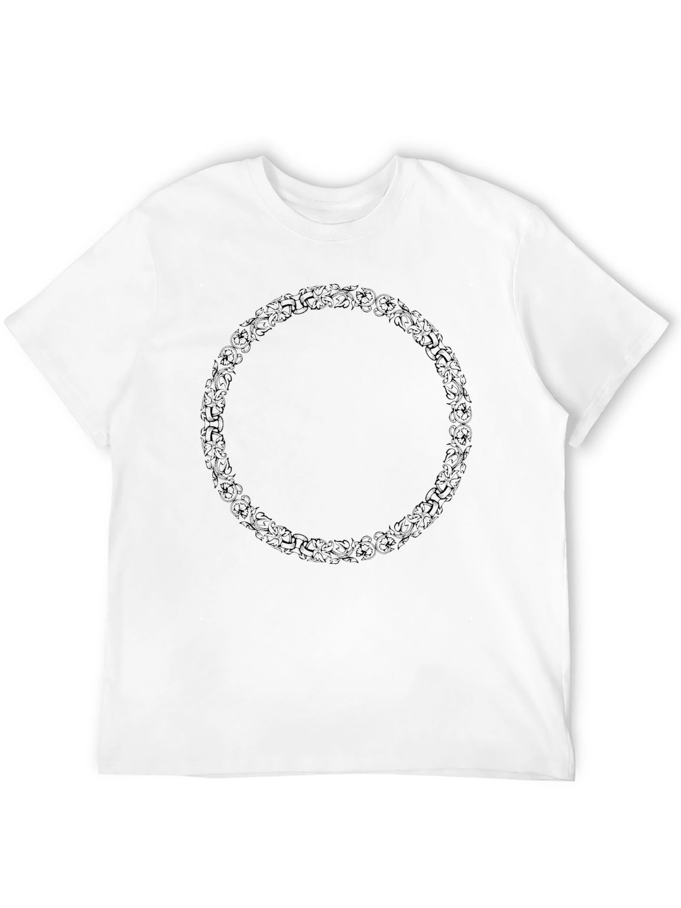 Mens Black Floral Wreath Graphic Tee