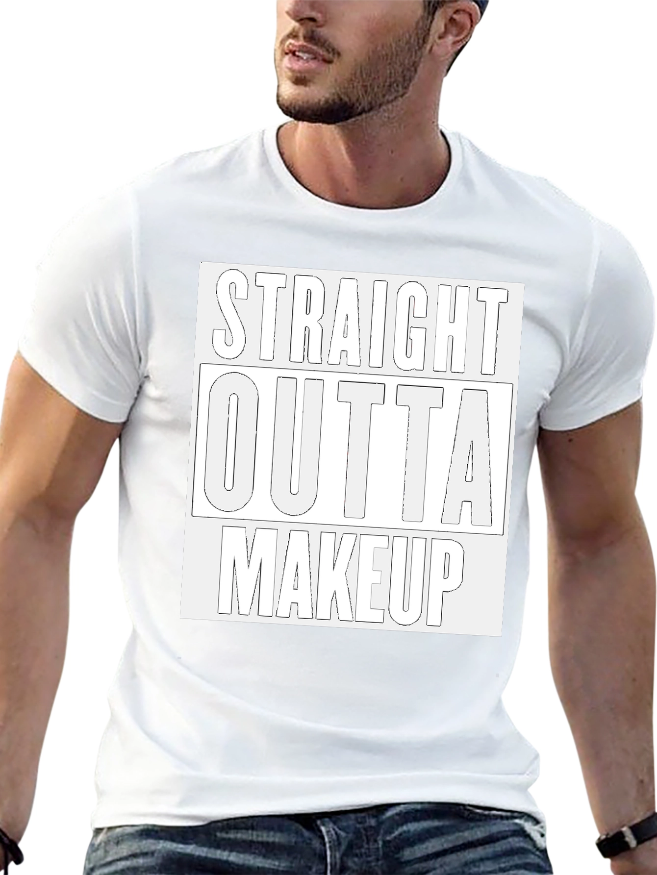 Straight Outta Makeup Graphic Tee - Trendy Casual T-Shirt