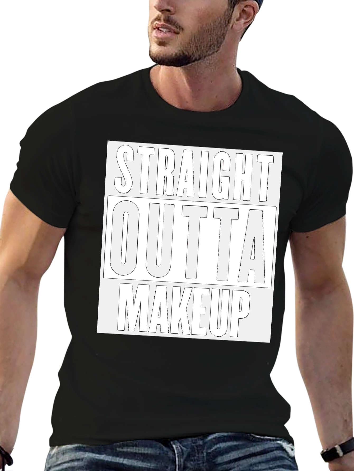 Straight Outta Makeup Graphic Tee - Trendy Casual T-Shirt