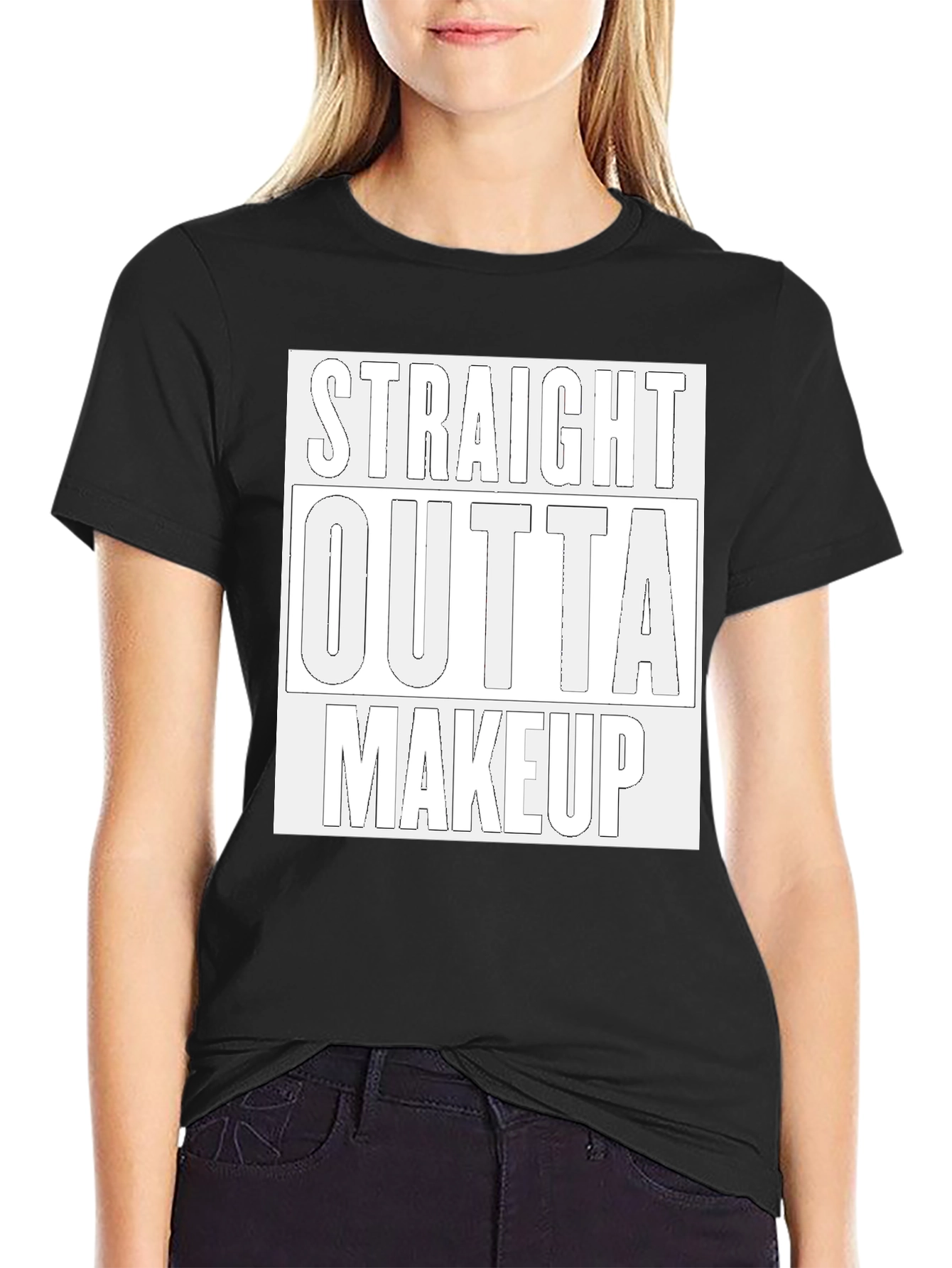 Straight Outta Makeup Graphic Tee - Trendy Casual T-Shirt