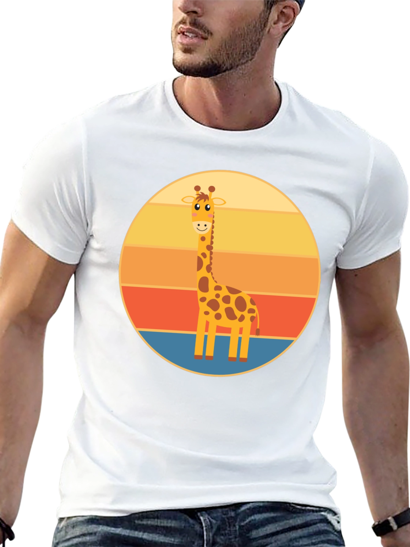 Giraffe Sunset T-Shirt - Cute Animal Design