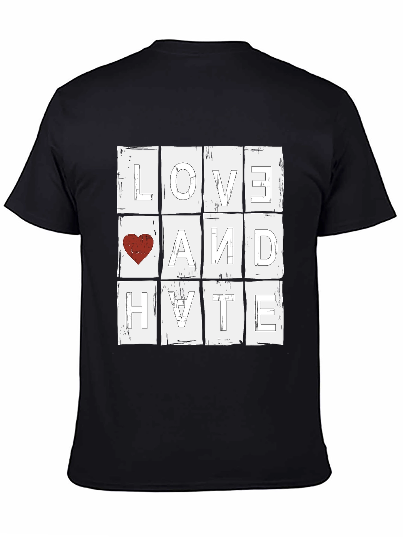 Love & Hate Graphic Tee - Unisex Black T-Shirt