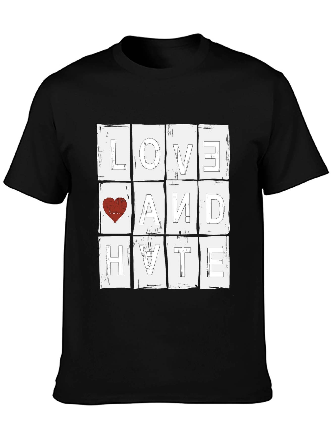 Love & Hate Graphic Tee - Unisex Black T-Shirt