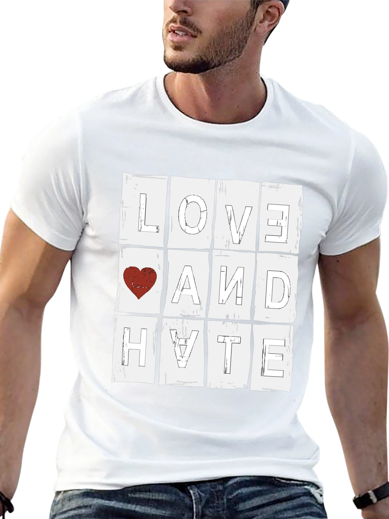 Love & Hate Graphic Tee - Unisex Black T-Shirt