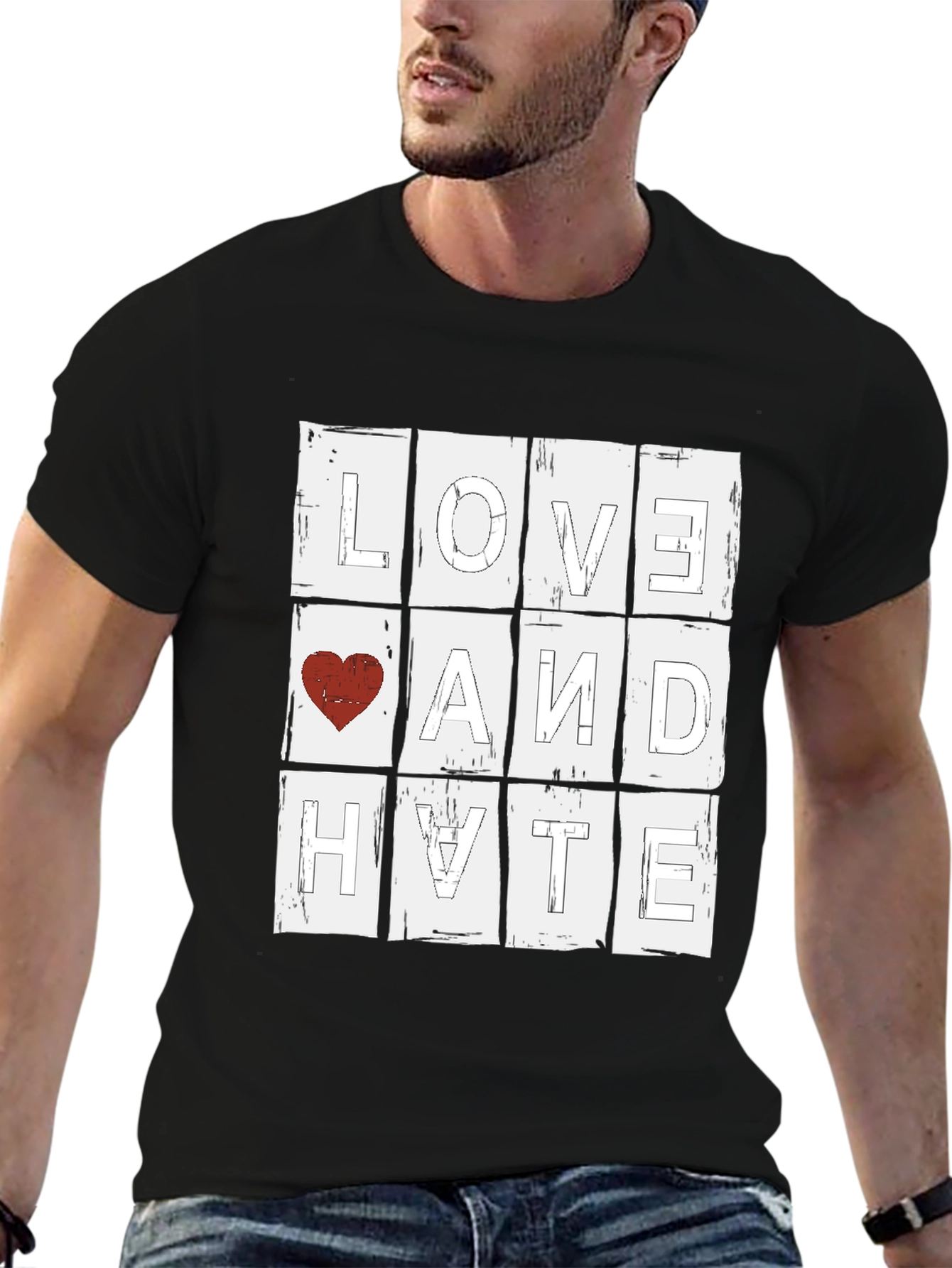 Love & Hate Graphic Tee - Unisex Black T-Shirt