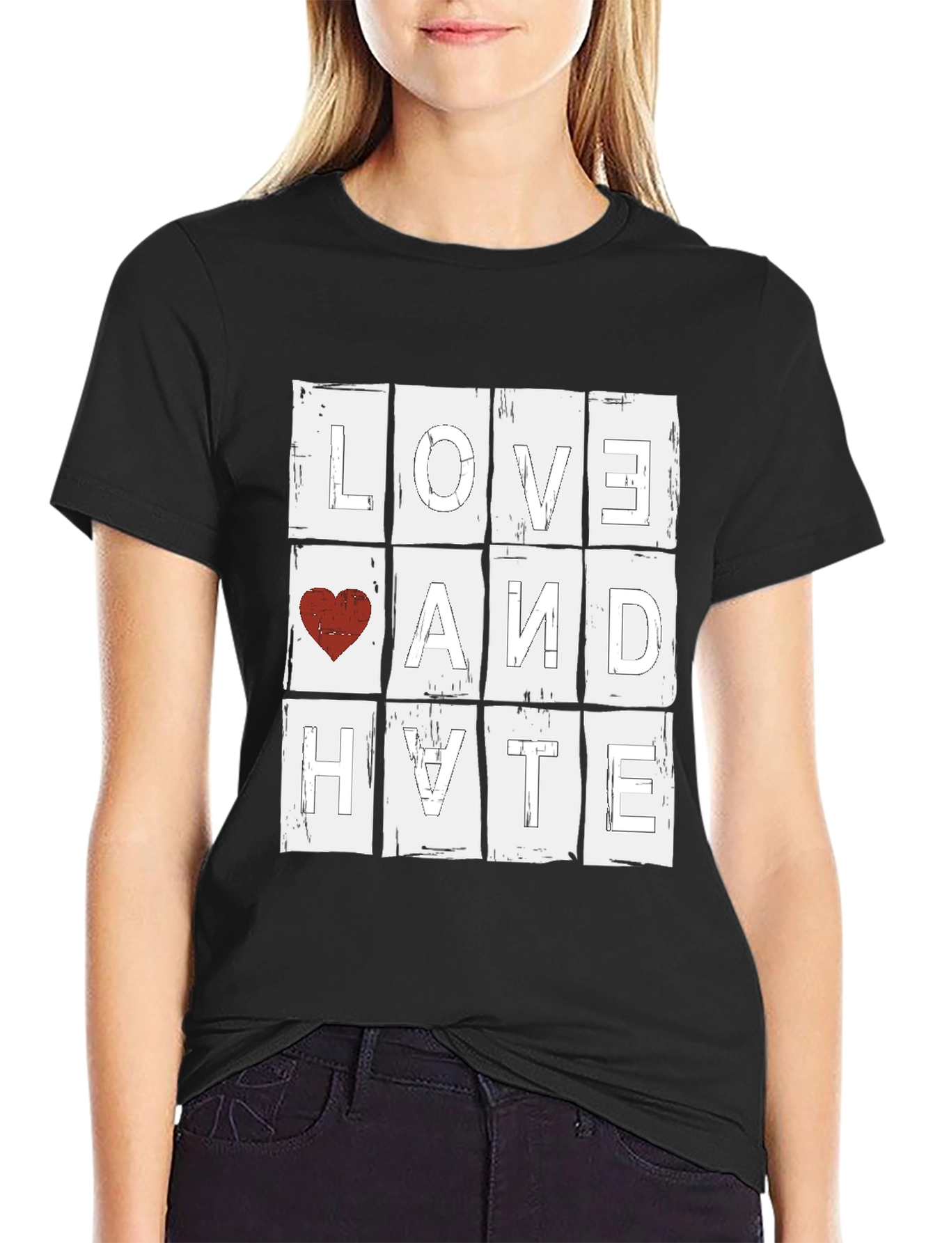 Love & Hate Graphic Tee - Unisex Black T-Shirt