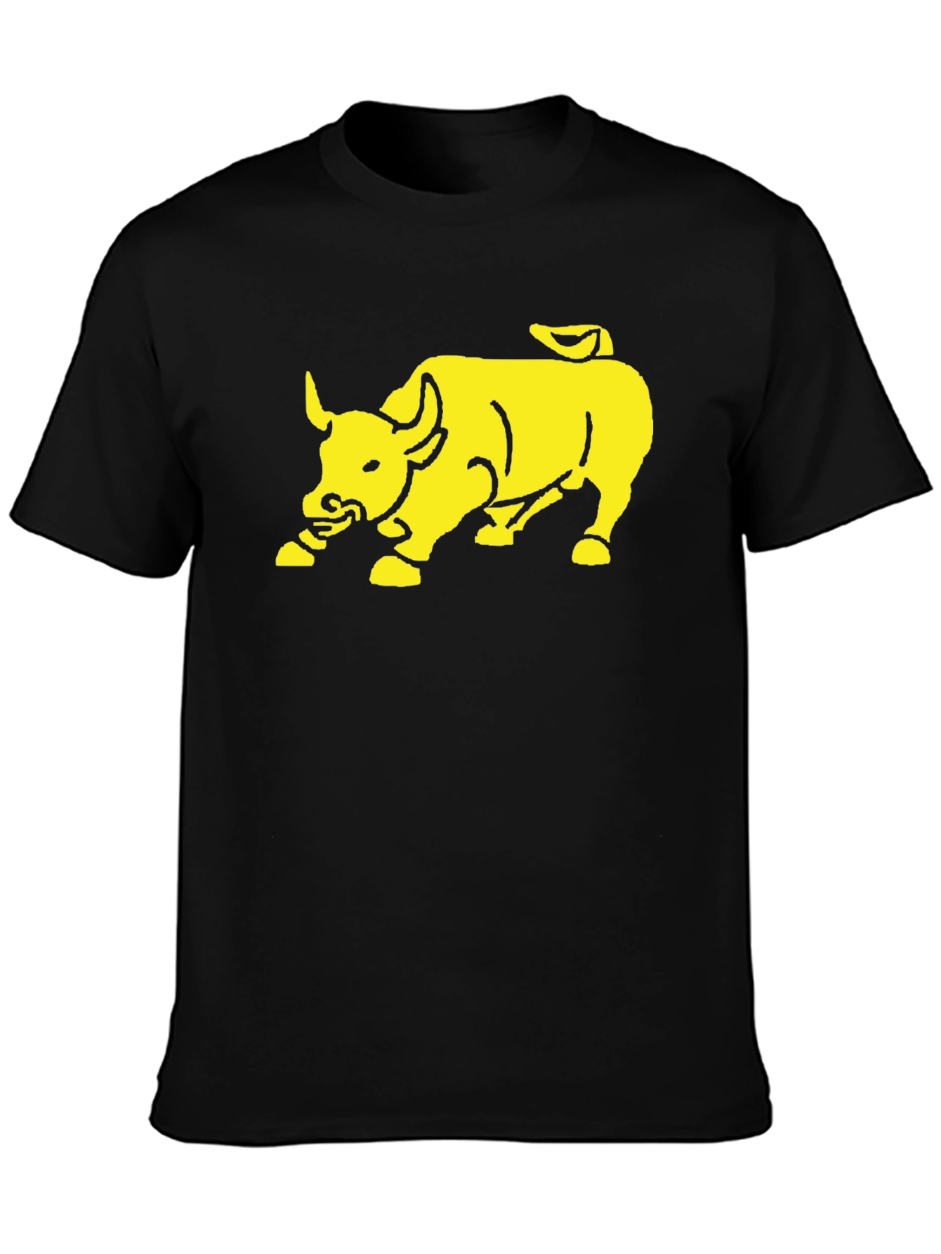 Yellow Bull Graphic Print Black T-Shirt