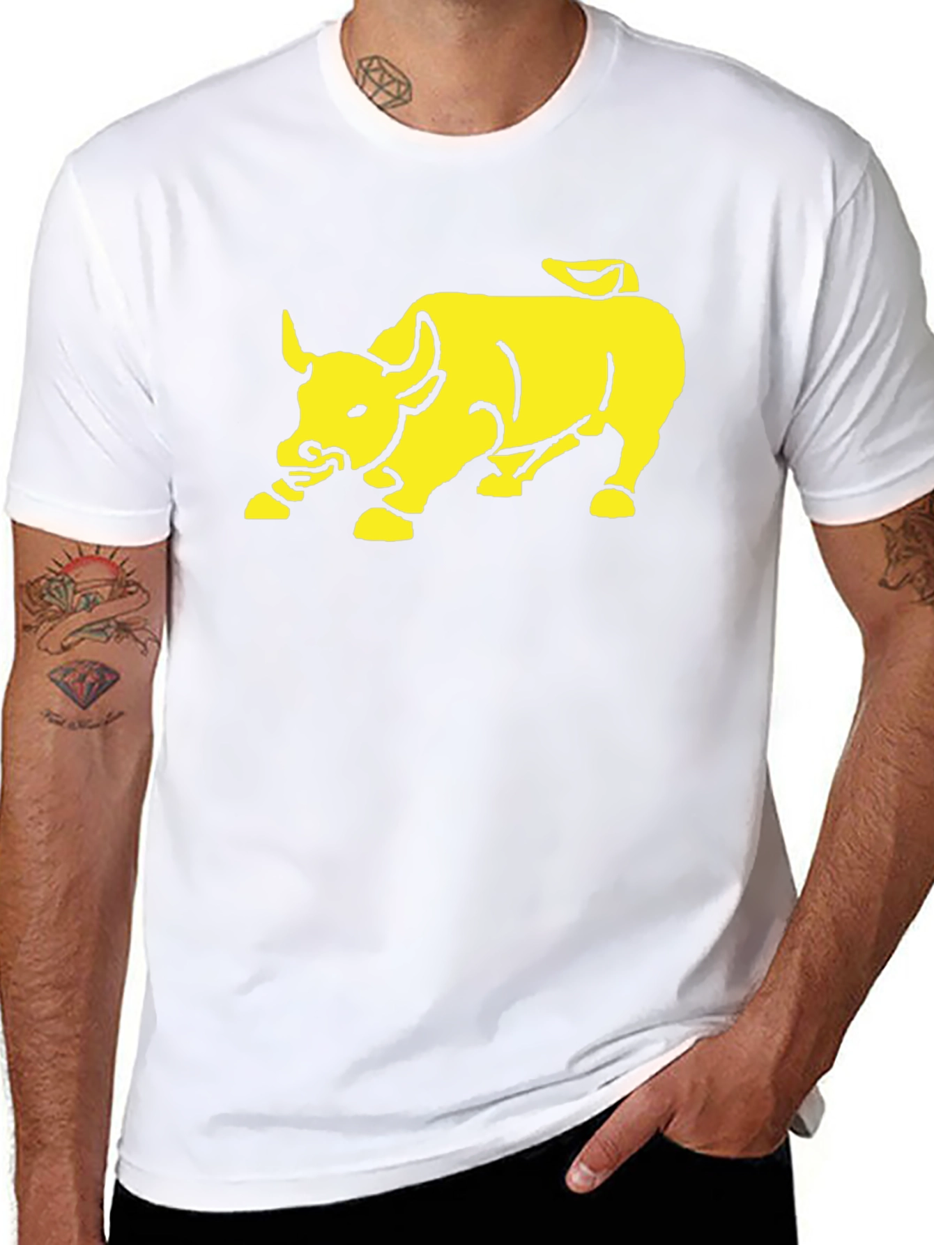 Yellow Bull Graphic Print Black T-Shirt