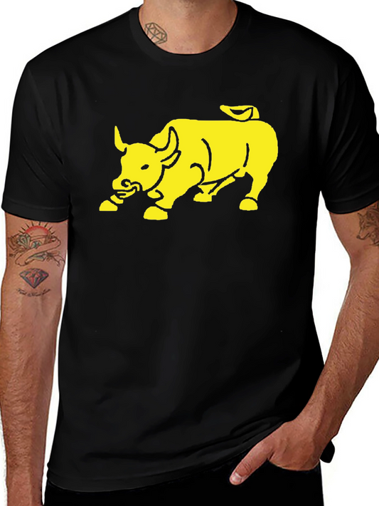 Yellow Bull Graphic Print Black T-Shirt