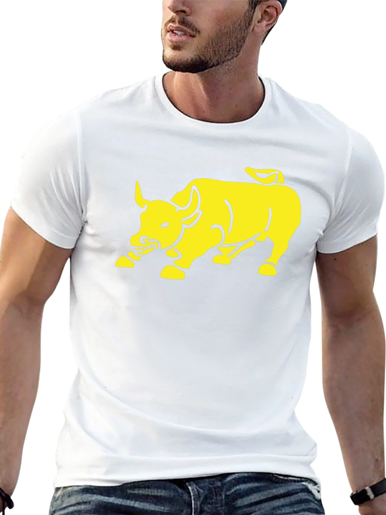 Yellow Bull Graphic Print Black T-Shirt