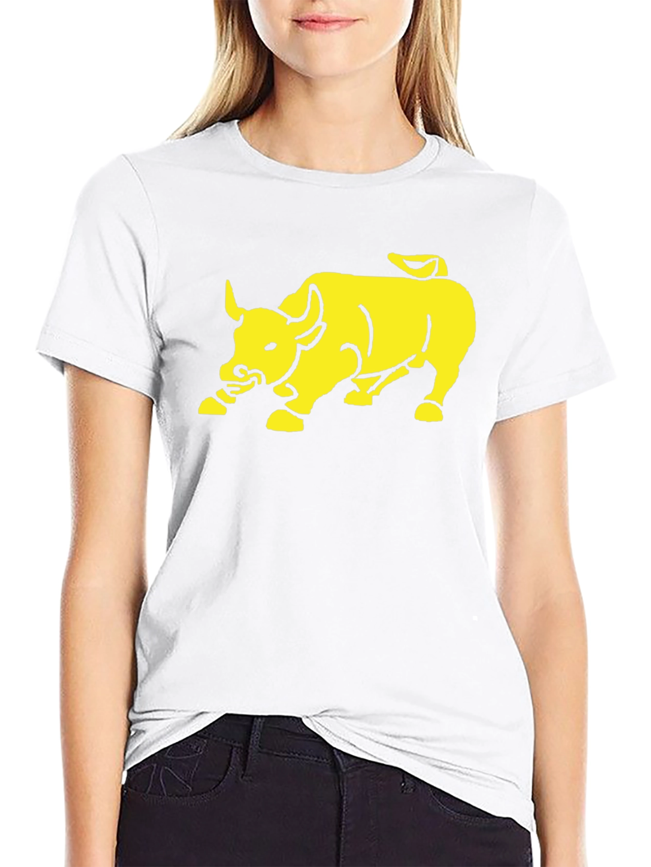 Yellow Bull Graphic Print Black T-Shirt