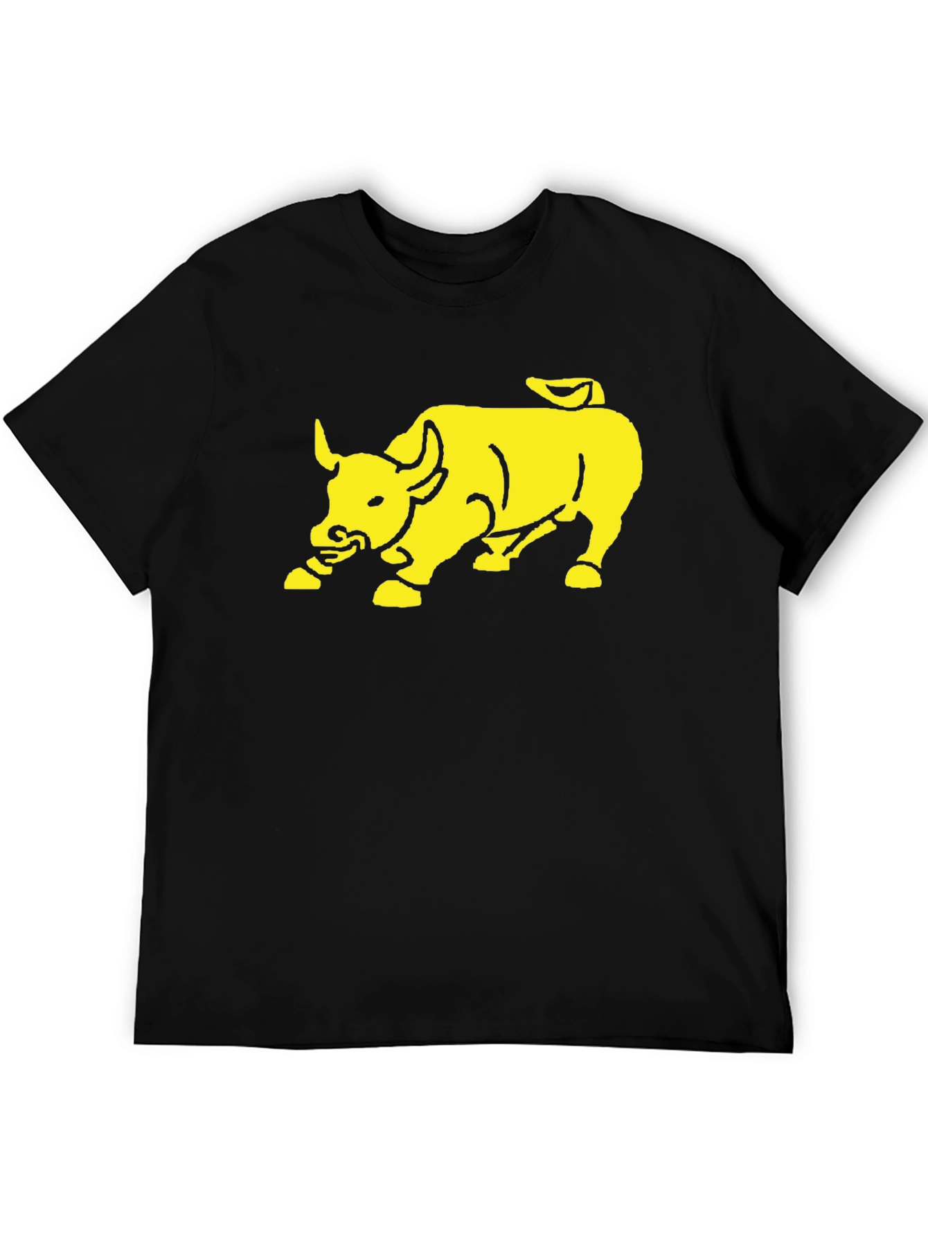 Yellow Bull Graphic Print Black T-Shirt