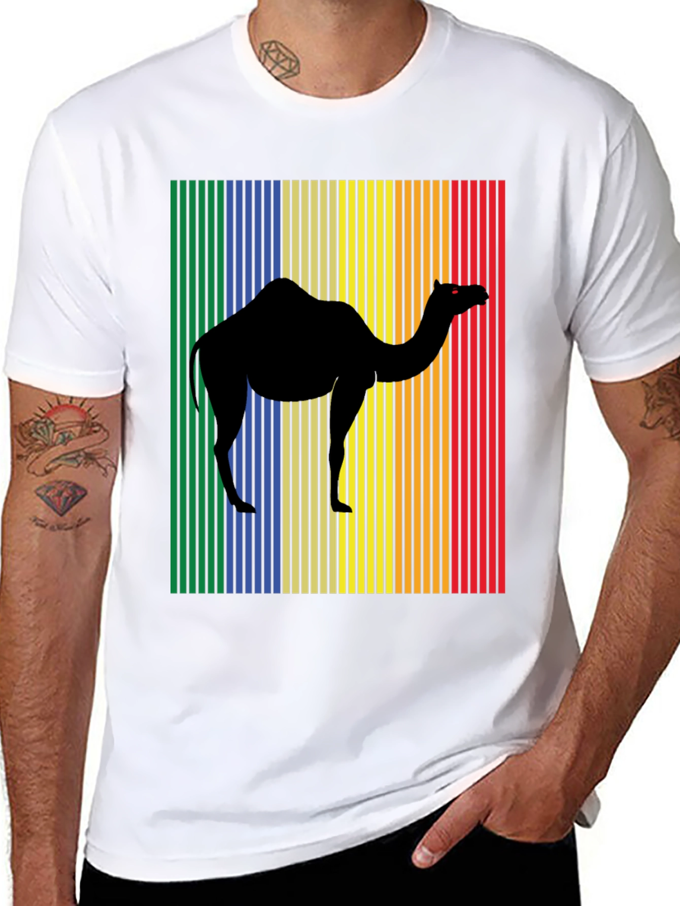 Retro Camel Graphic T-Shirt - Black Cotton Tee