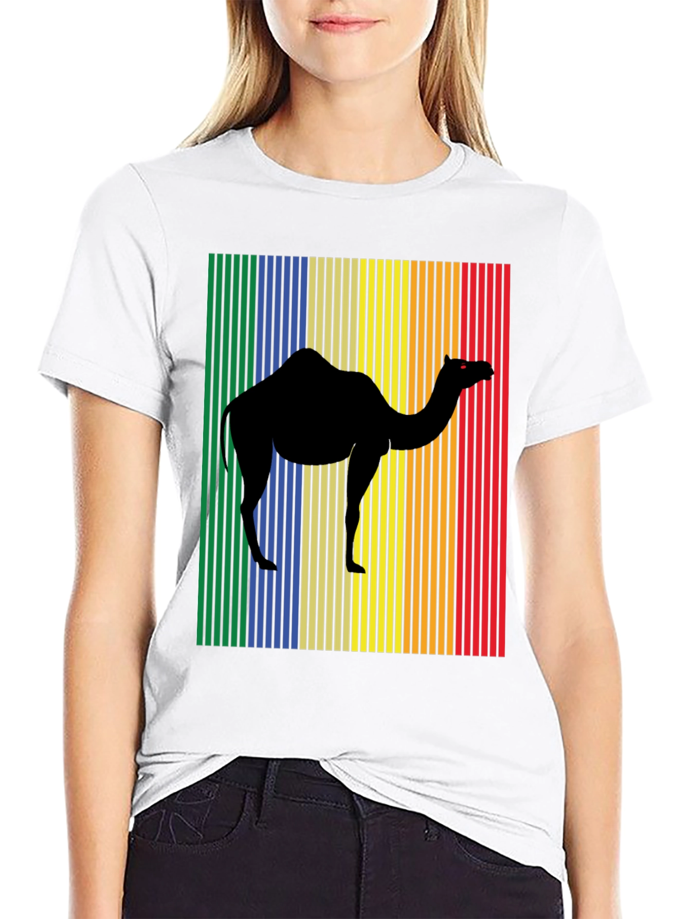 Retro Camel Graphic T-Shirt - Black Cotton Tee