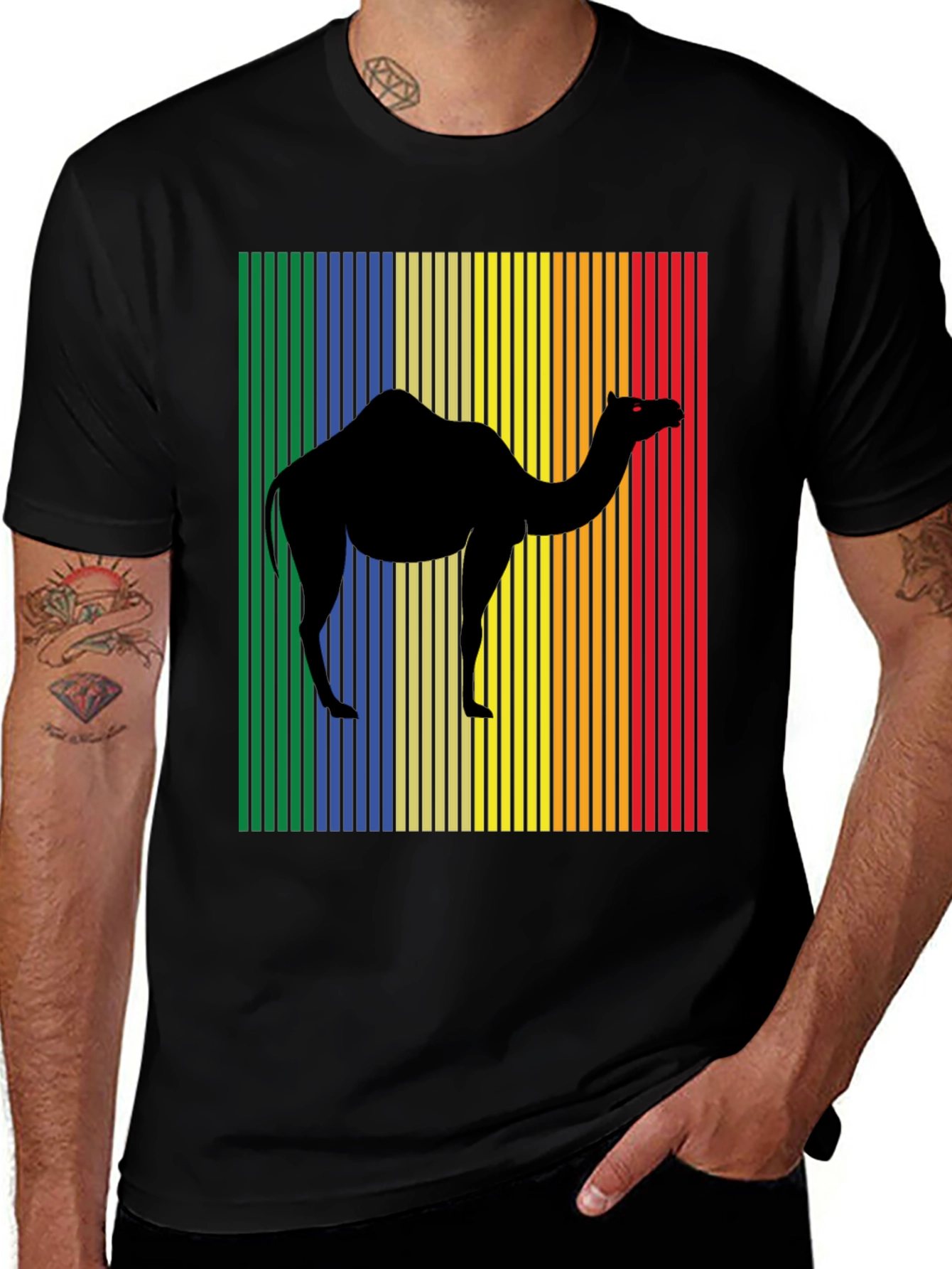 Retro Camel Graphic T-Shirt - Black Cotton Tee