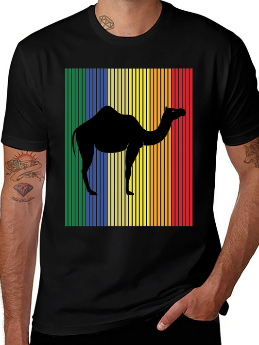 Retro Camel Graphic T-Shirt - Black Cotton Tee