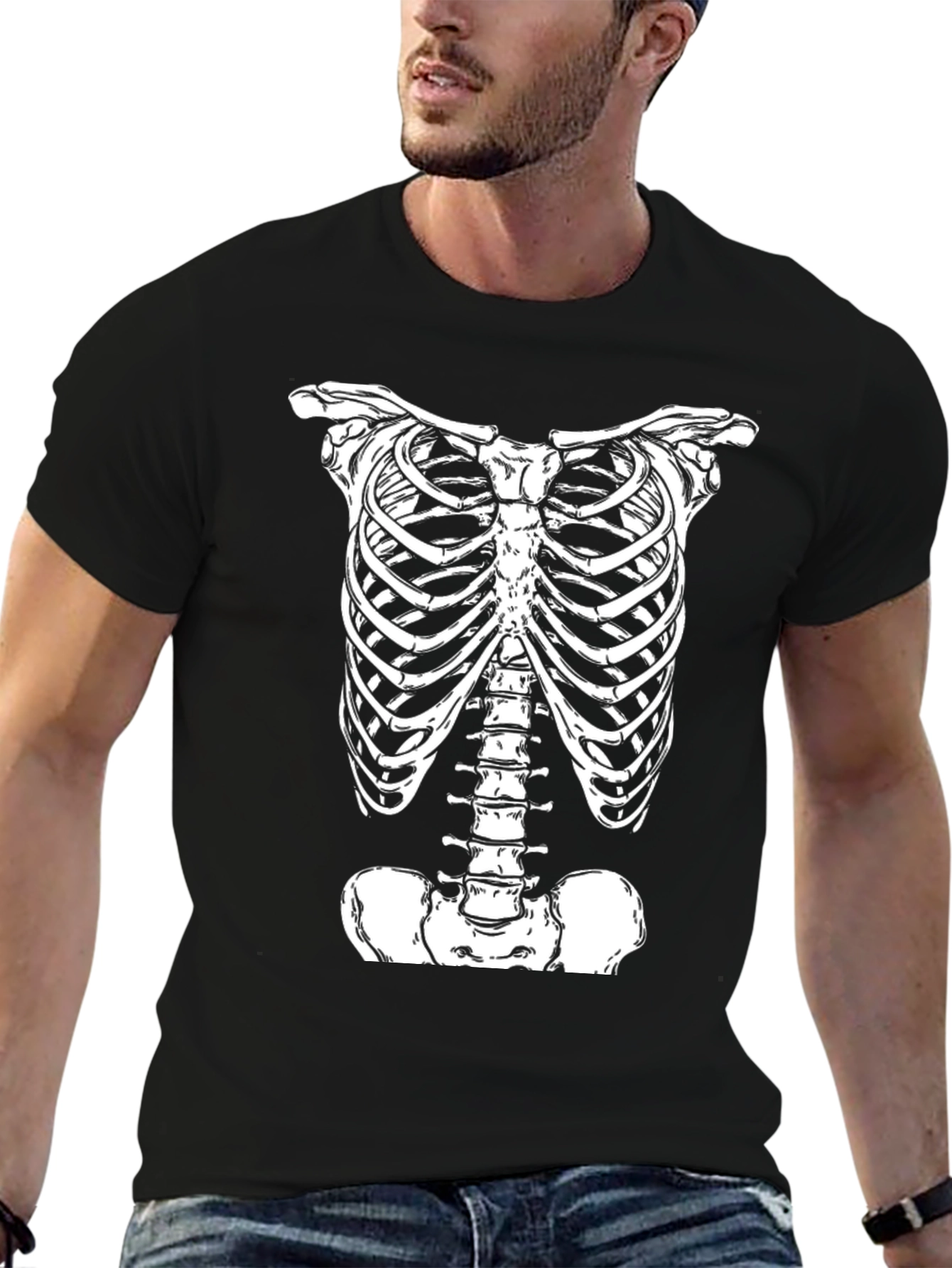 Skeleton Rib Cage Graphic T-Shirt - Halloween Costume Tee