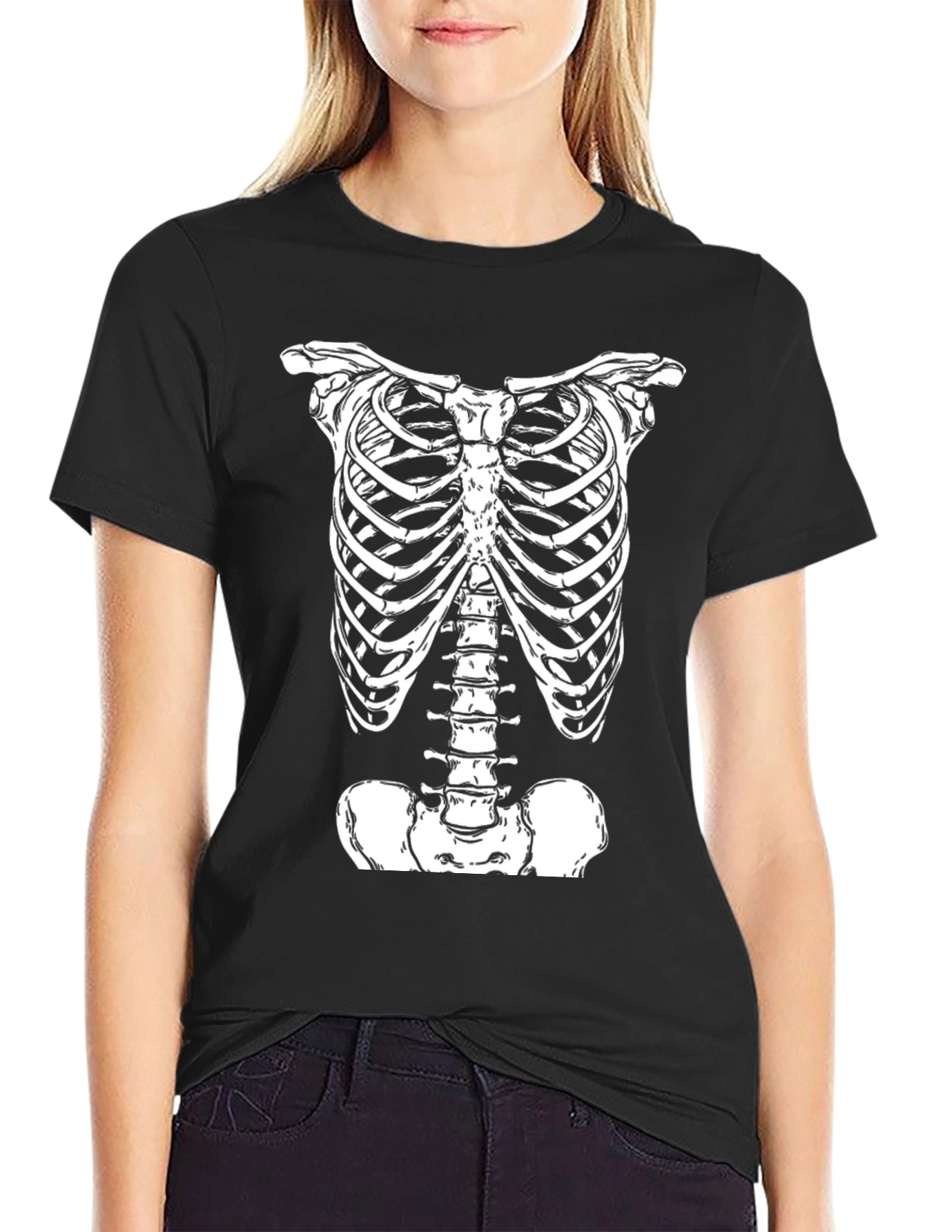 Skeleton Rib Cage Graphic T-Shirt - Halloween Costume Tee