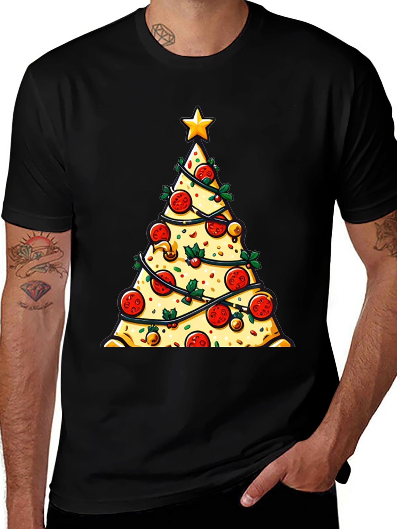Pizza Christmas Tree T-Shirt