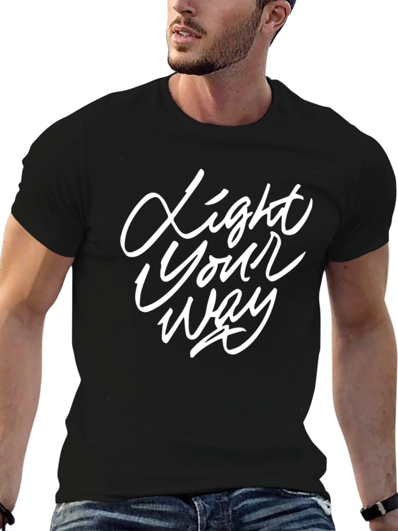 Light Your Way Graphic Tee - Stylish Black T-Shirt