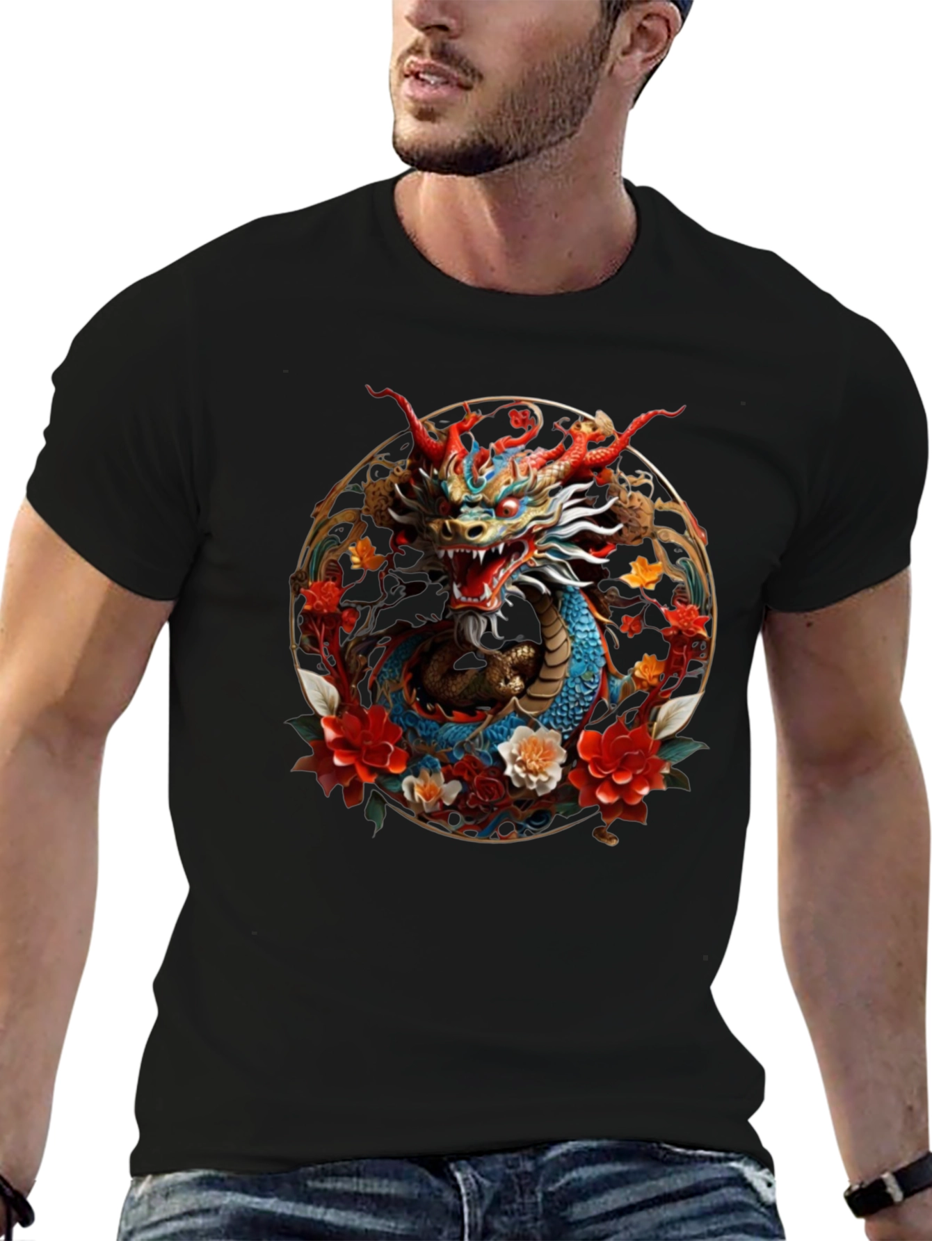 Dragon & Floral Graphic Tee