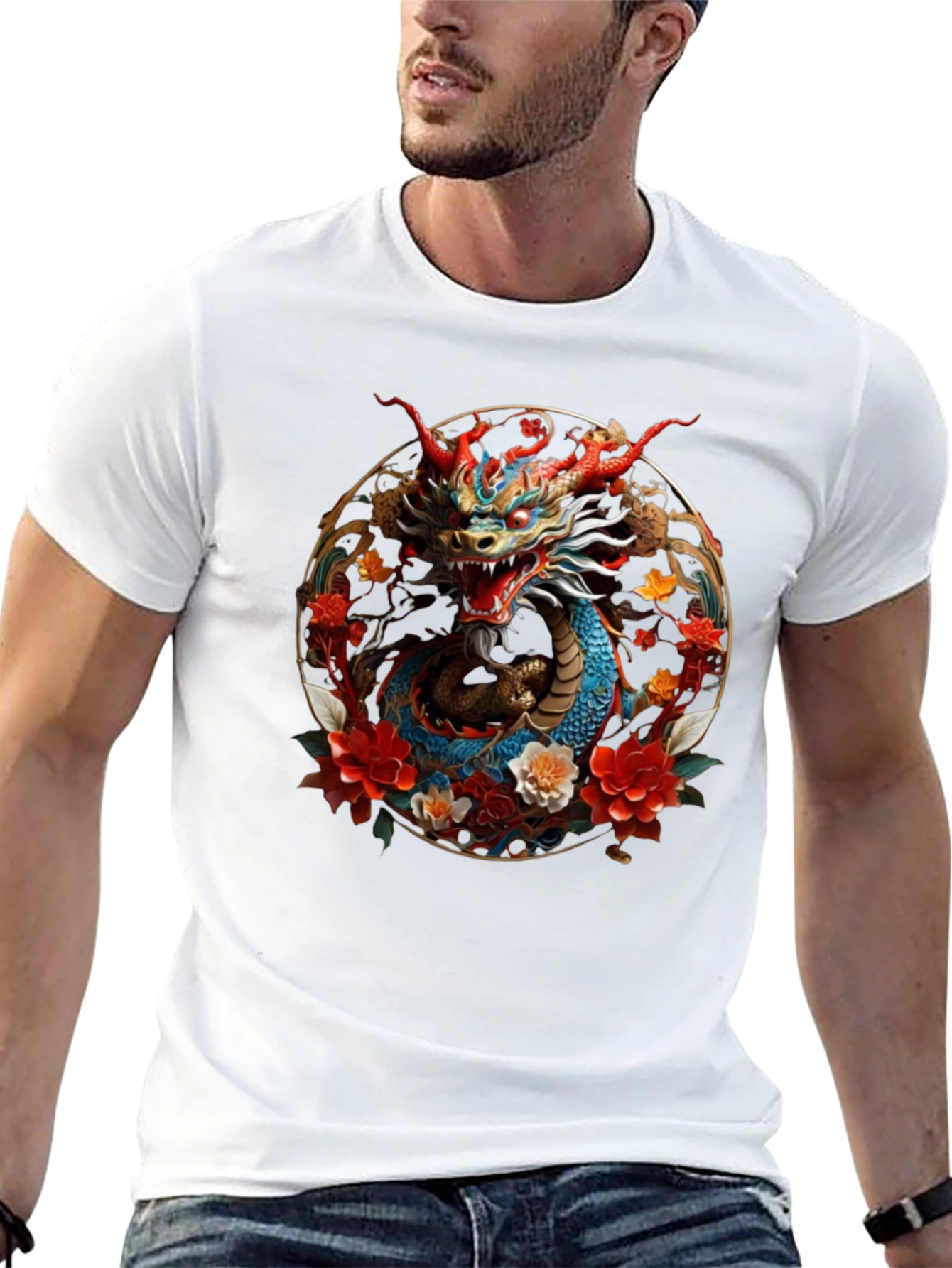 Dragon & Floral Graphic Tee