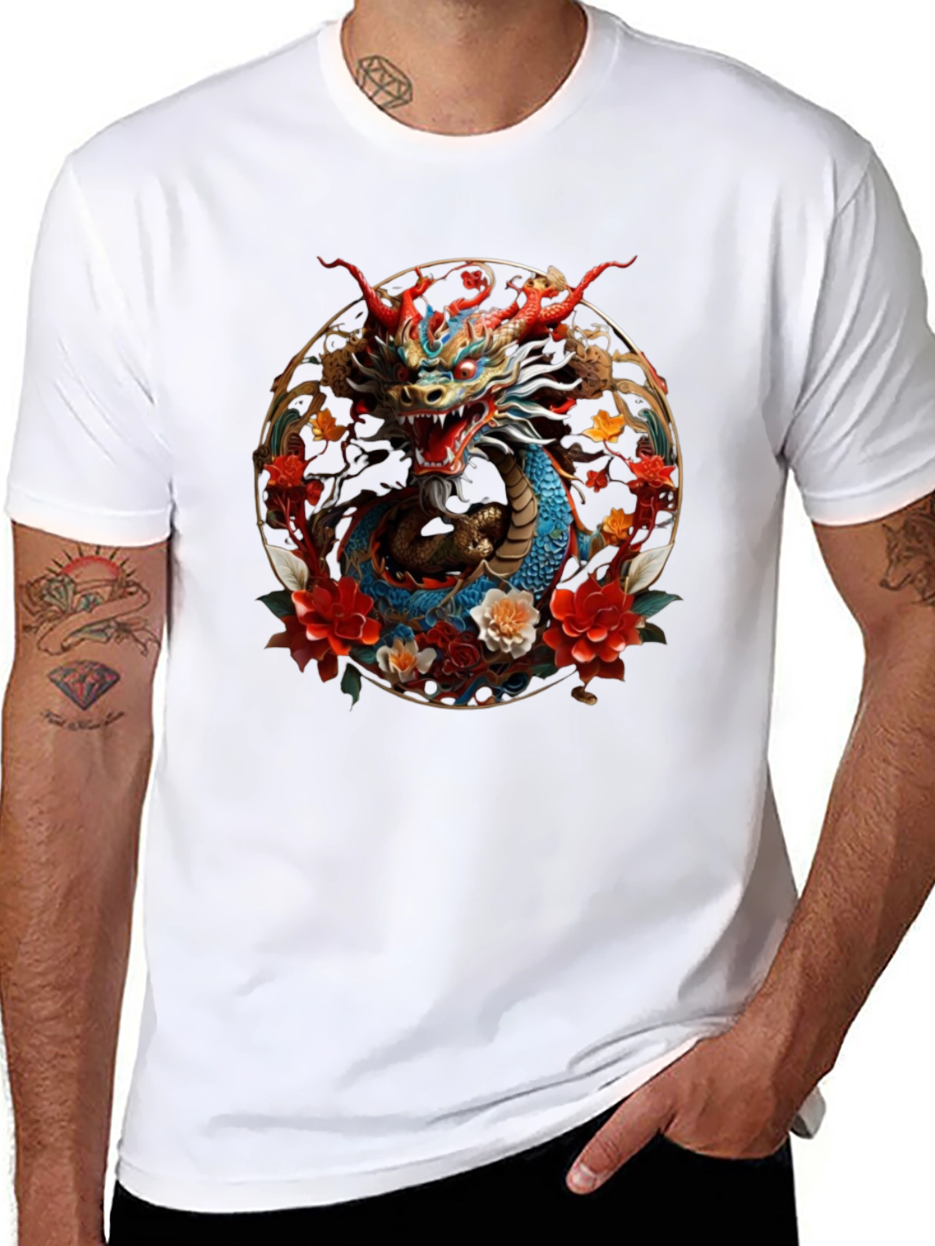 Dragon & Floral Graphic Tee