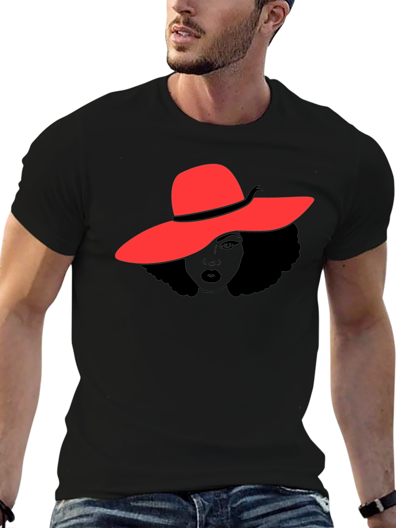 Red Hat Lady T-Shirt - Stylish Graphic Tee