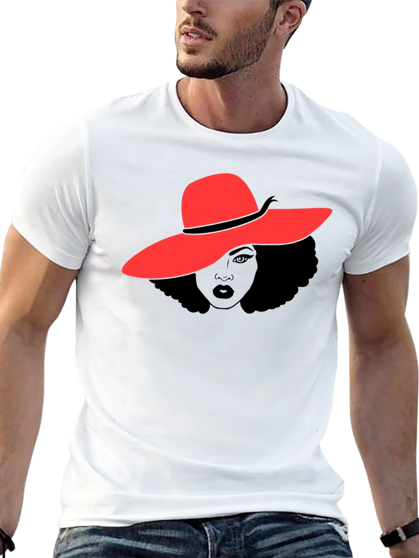 Red Hat Lady T-Shirt - Stylish Graphic Tee